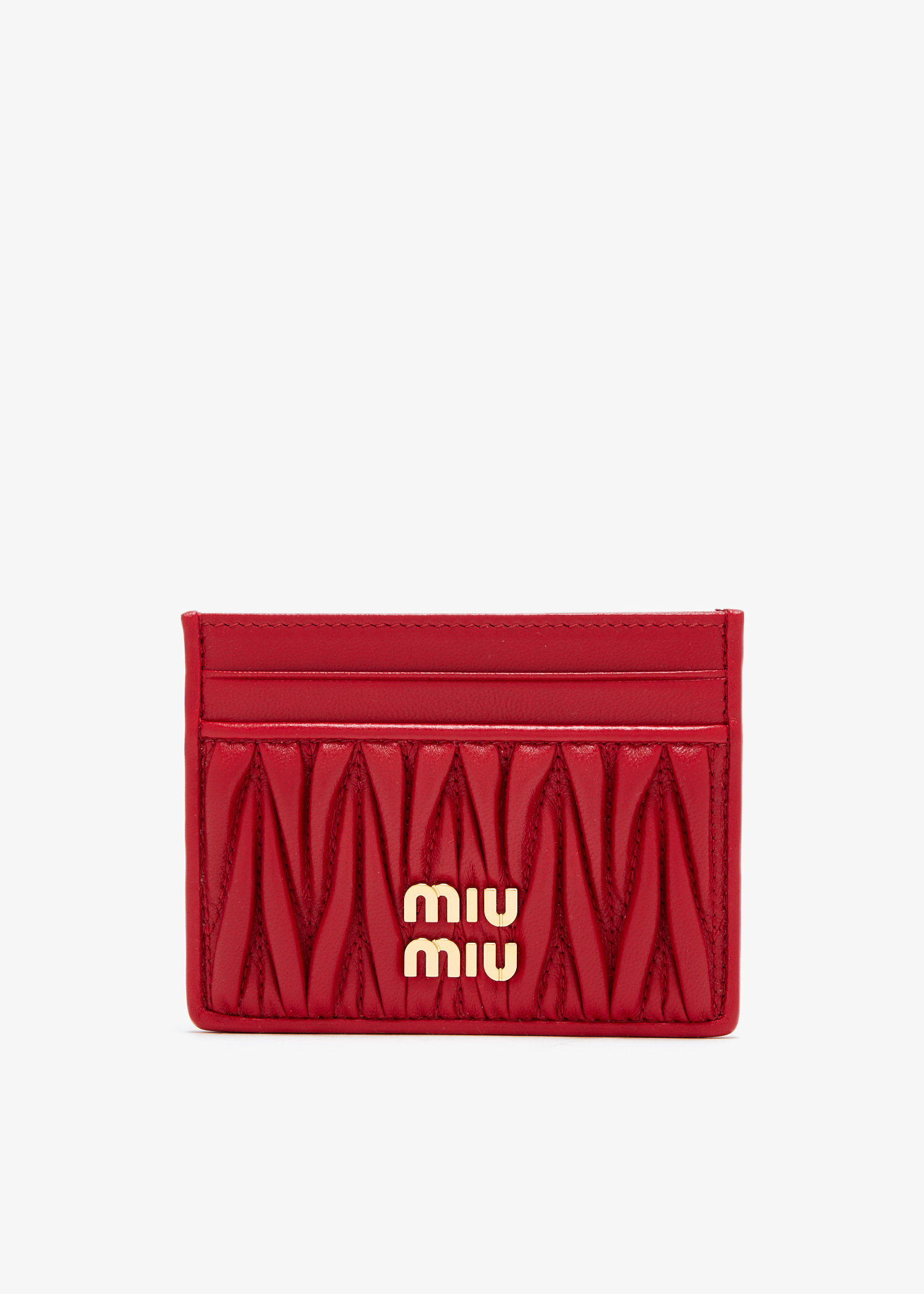 

Matelassé leather card holder, Red