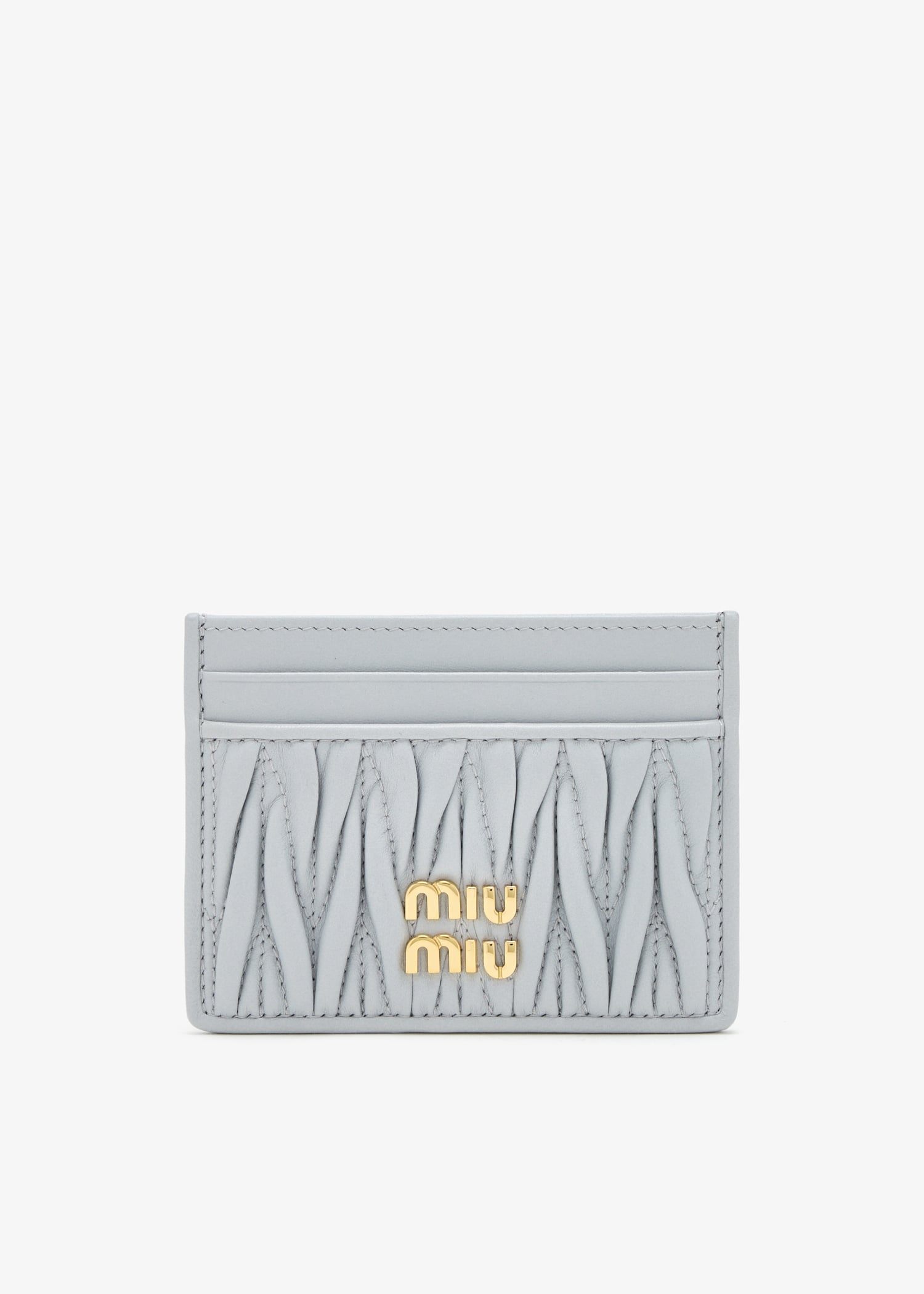 

Matelassé nappa leather card holder, Grey