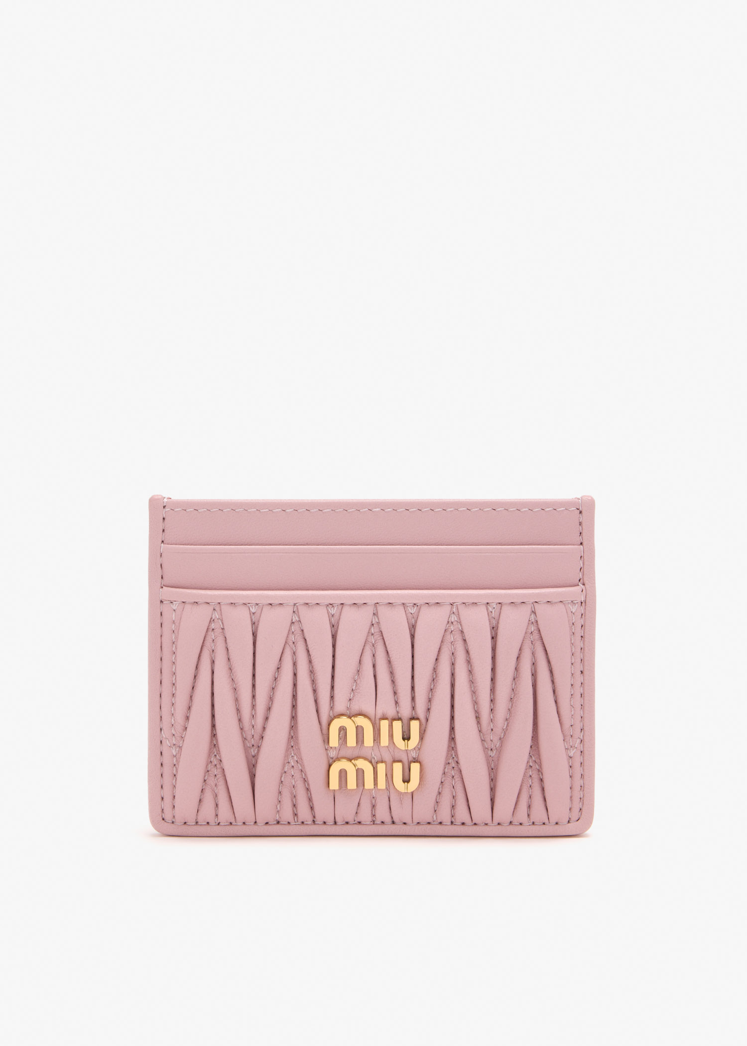

Matelassé nappa leather card holder, Pink