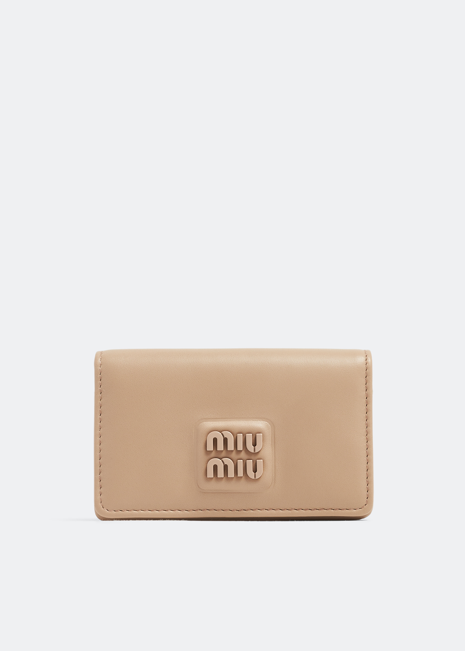 

Leather card holder, Beige