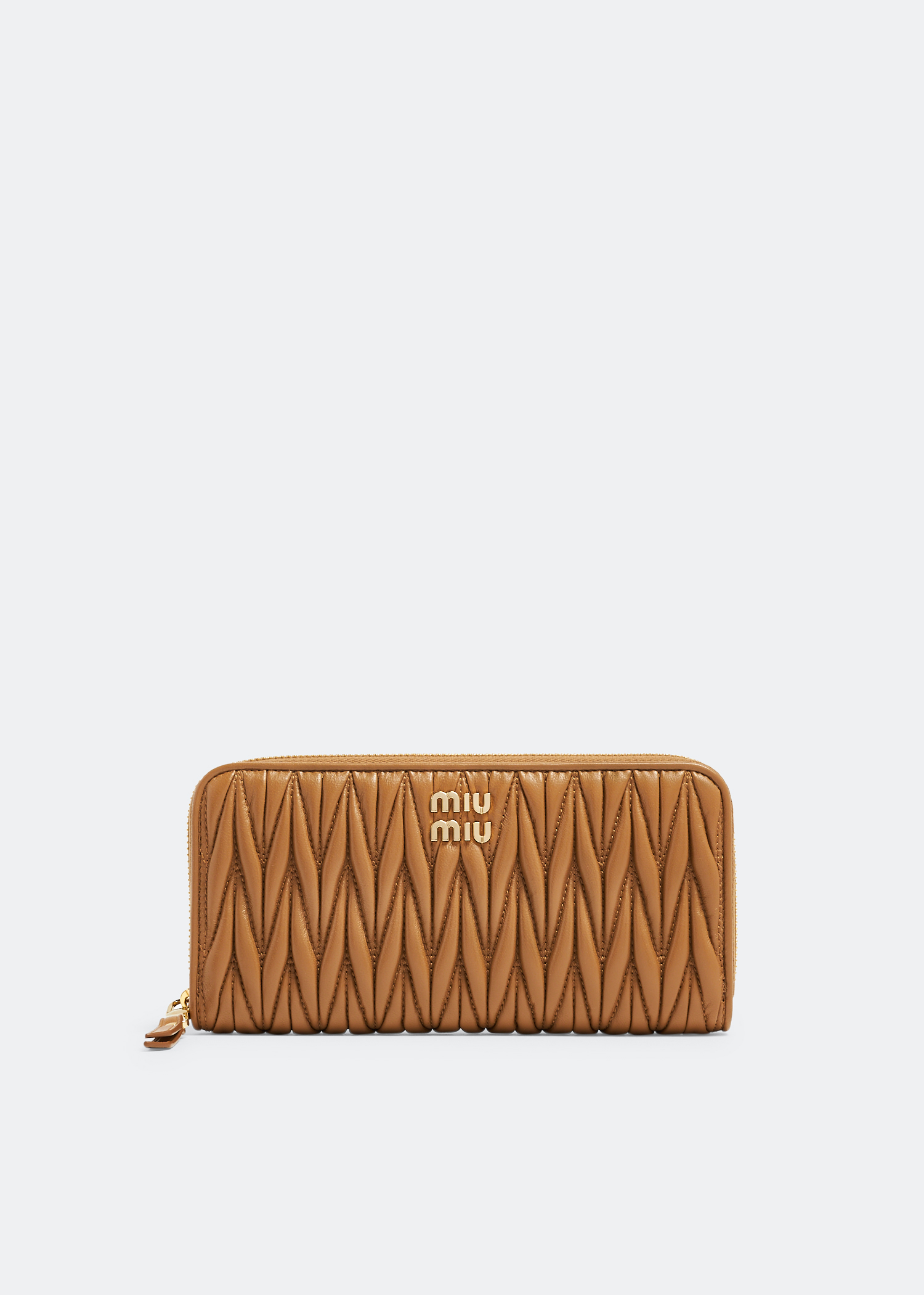 

Matelassé leather large wallet, Brown