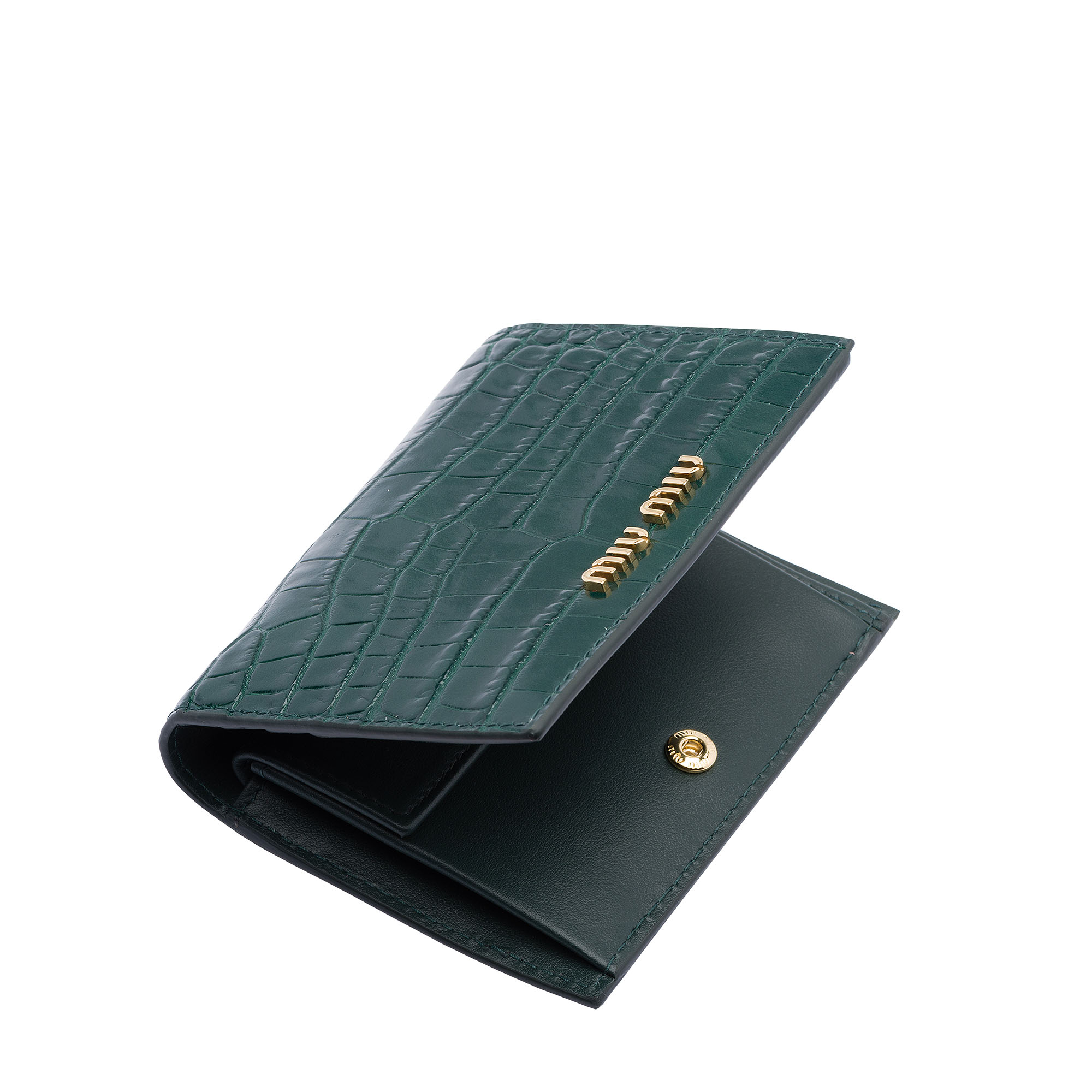 

Matelasse leather wallet, Green