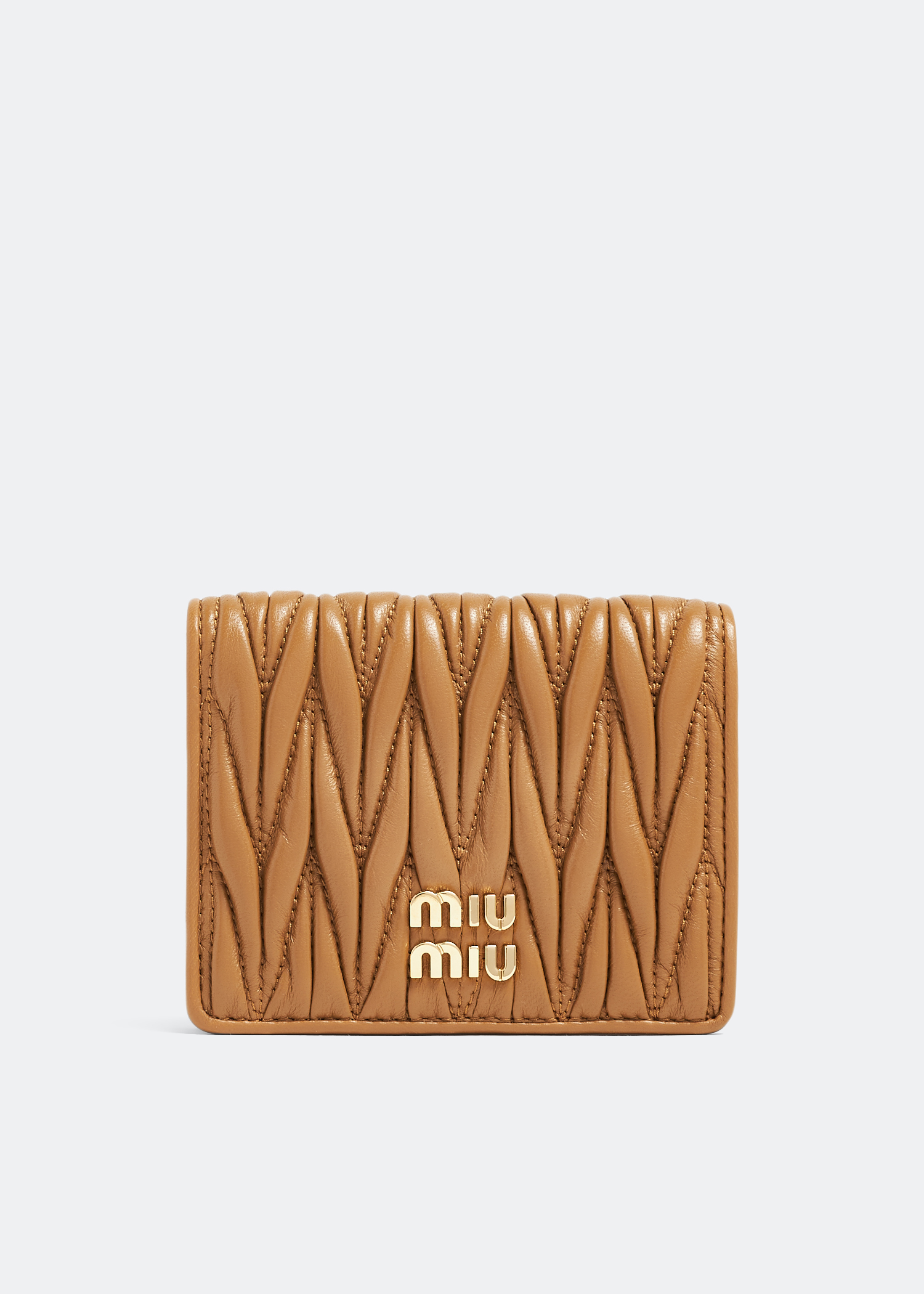 

Matelassé leather small wallet, Brown