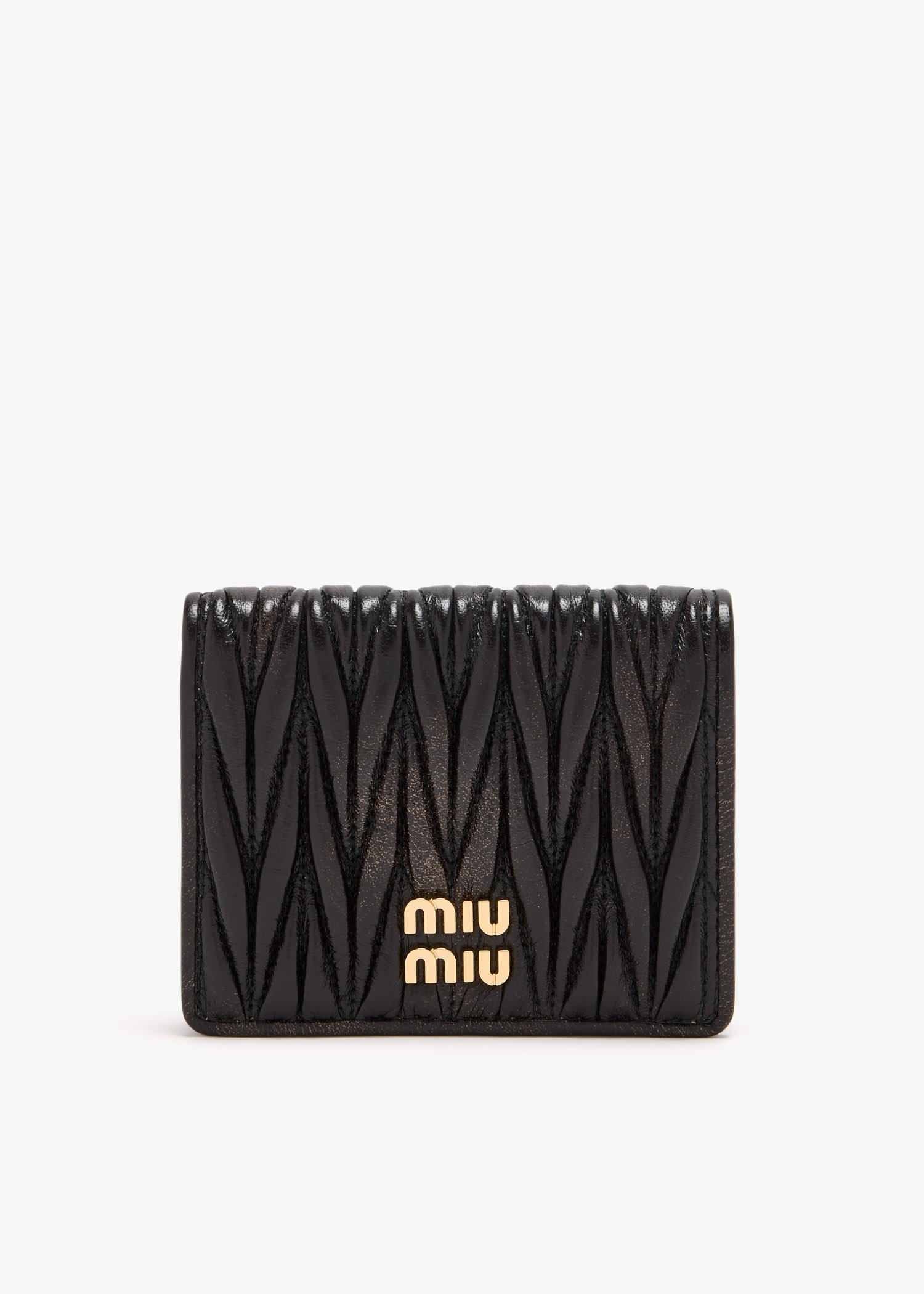 

Small matelassé nappa leather wallet, Black