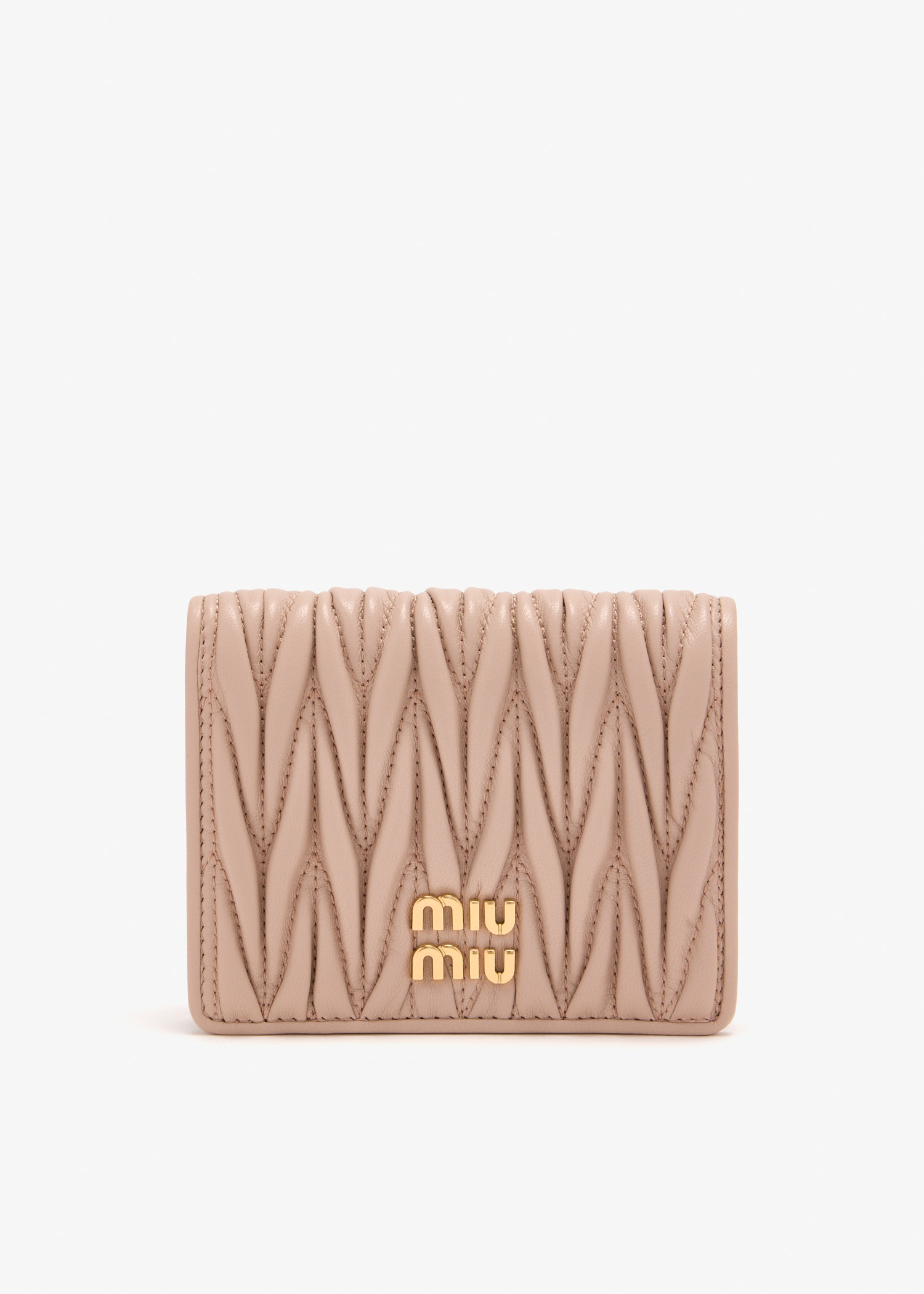 

Small matelassé nappa leather wallet, Beige