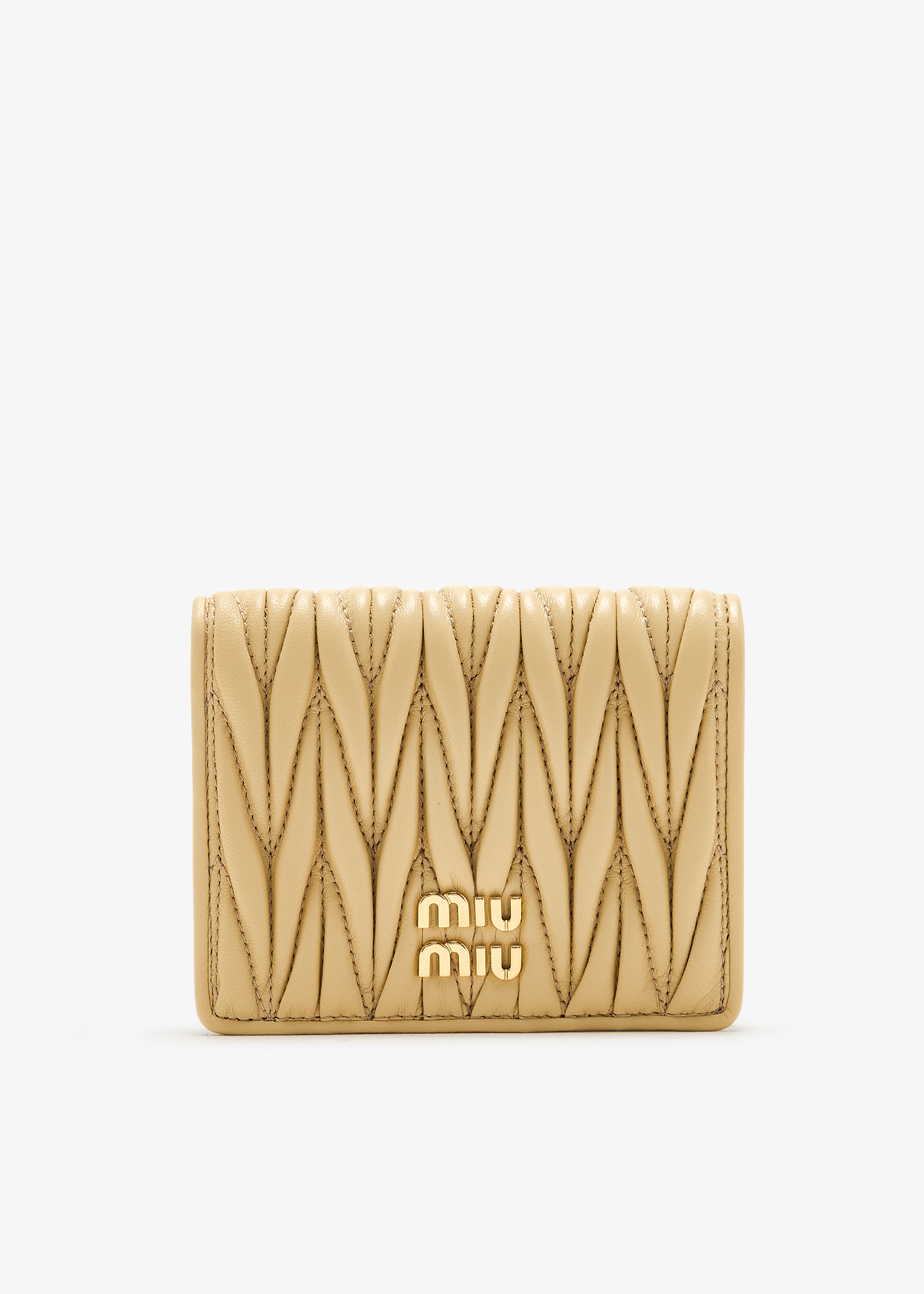 

Matelassé leather wallet, Yellow