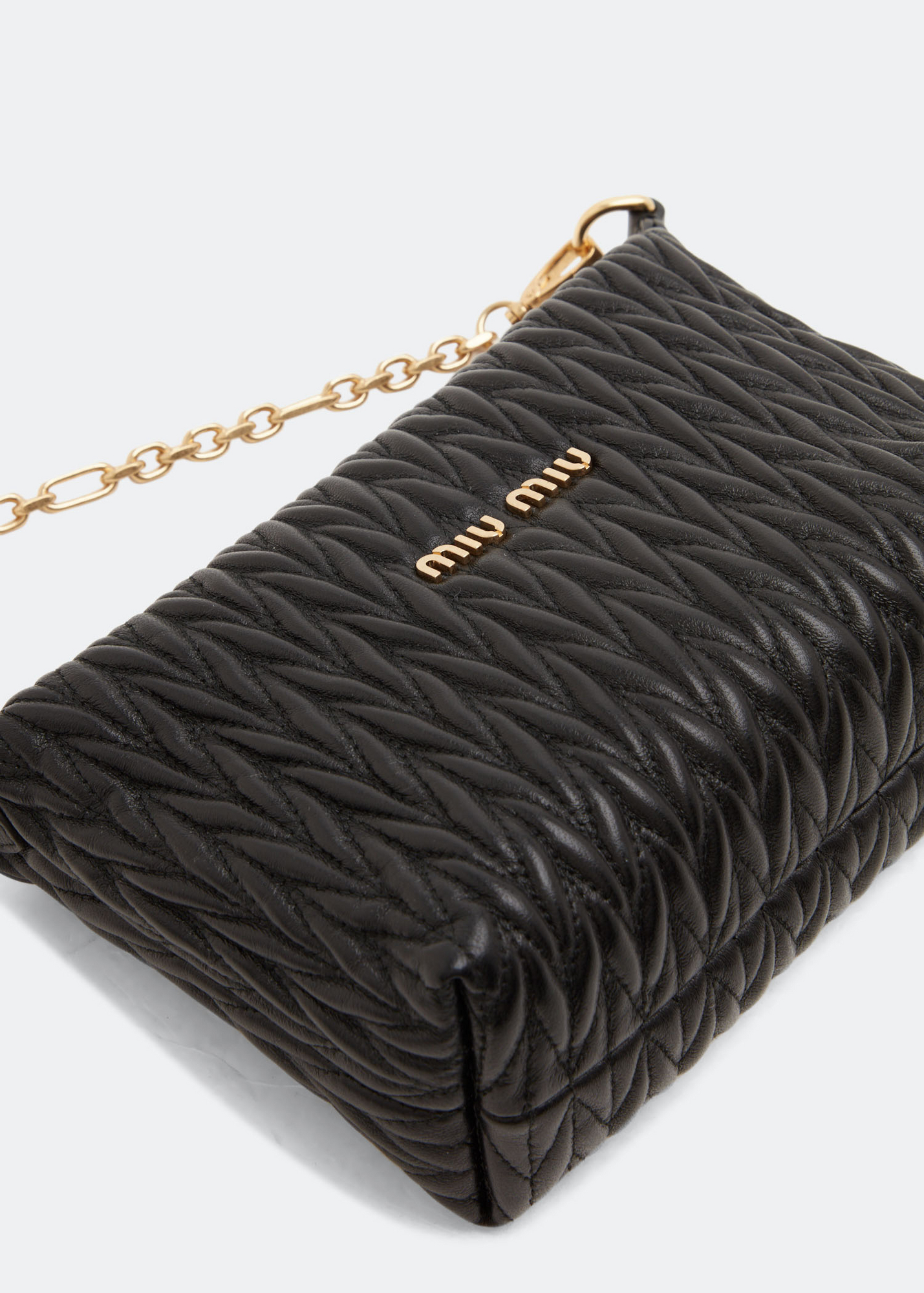 

Miu Spirit matelassé leather mini bag, Black