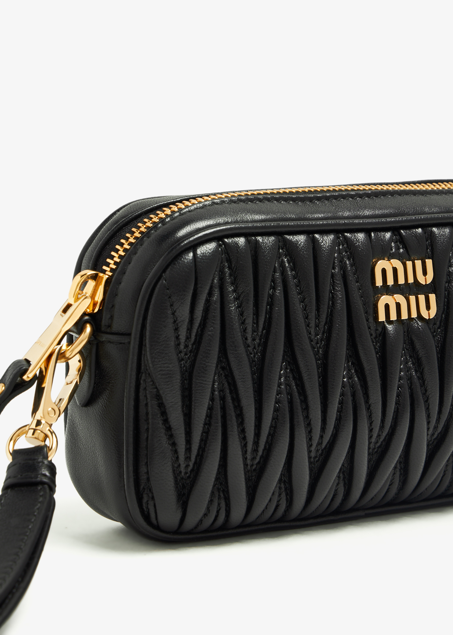 

Matelassé nappa leather pouch, Black