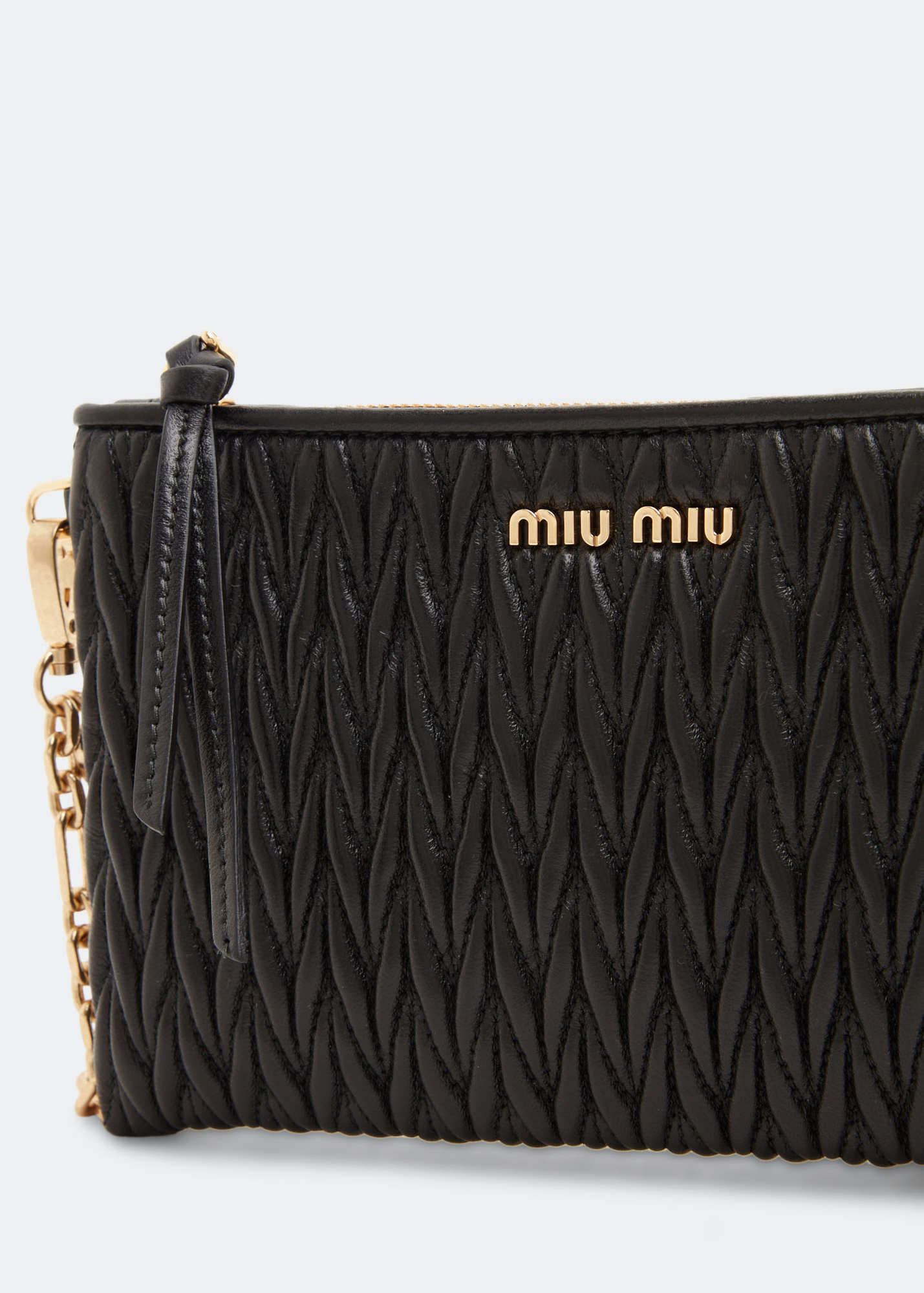 

Matelassé nappa leather pouch, Black