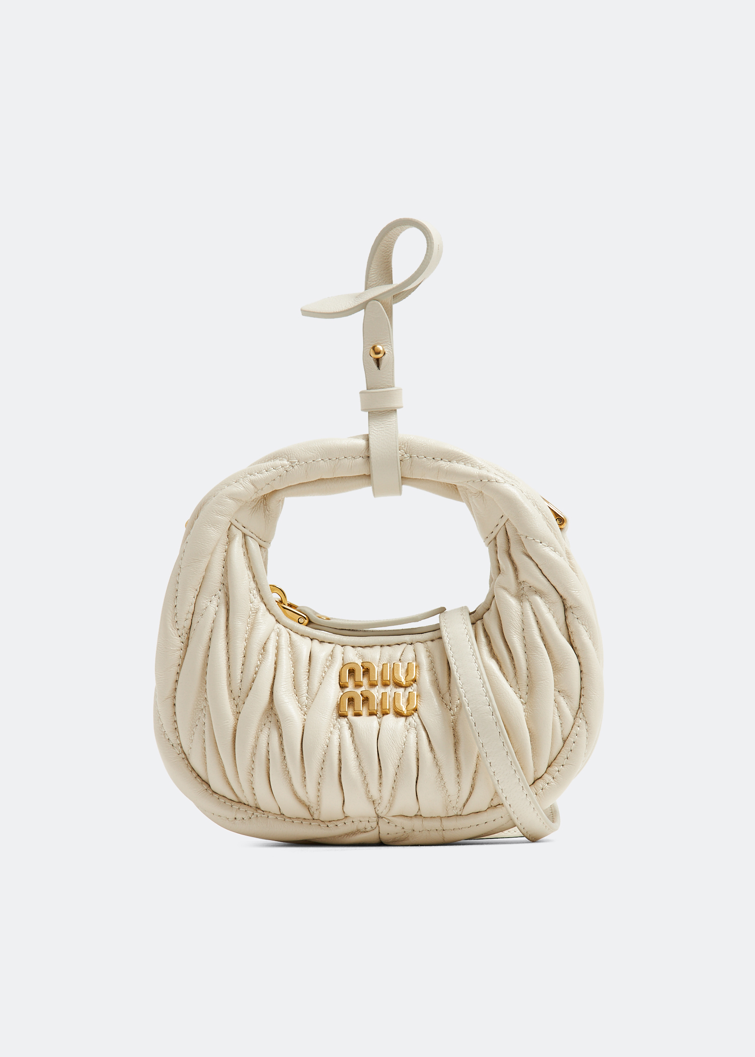 

Wander matelassé mini hobo pouch, White
