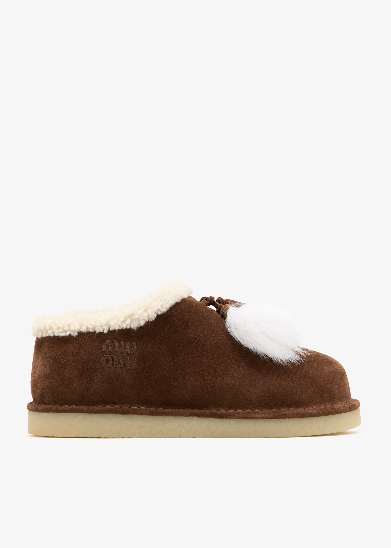 

Suede and shearling mules, Brown