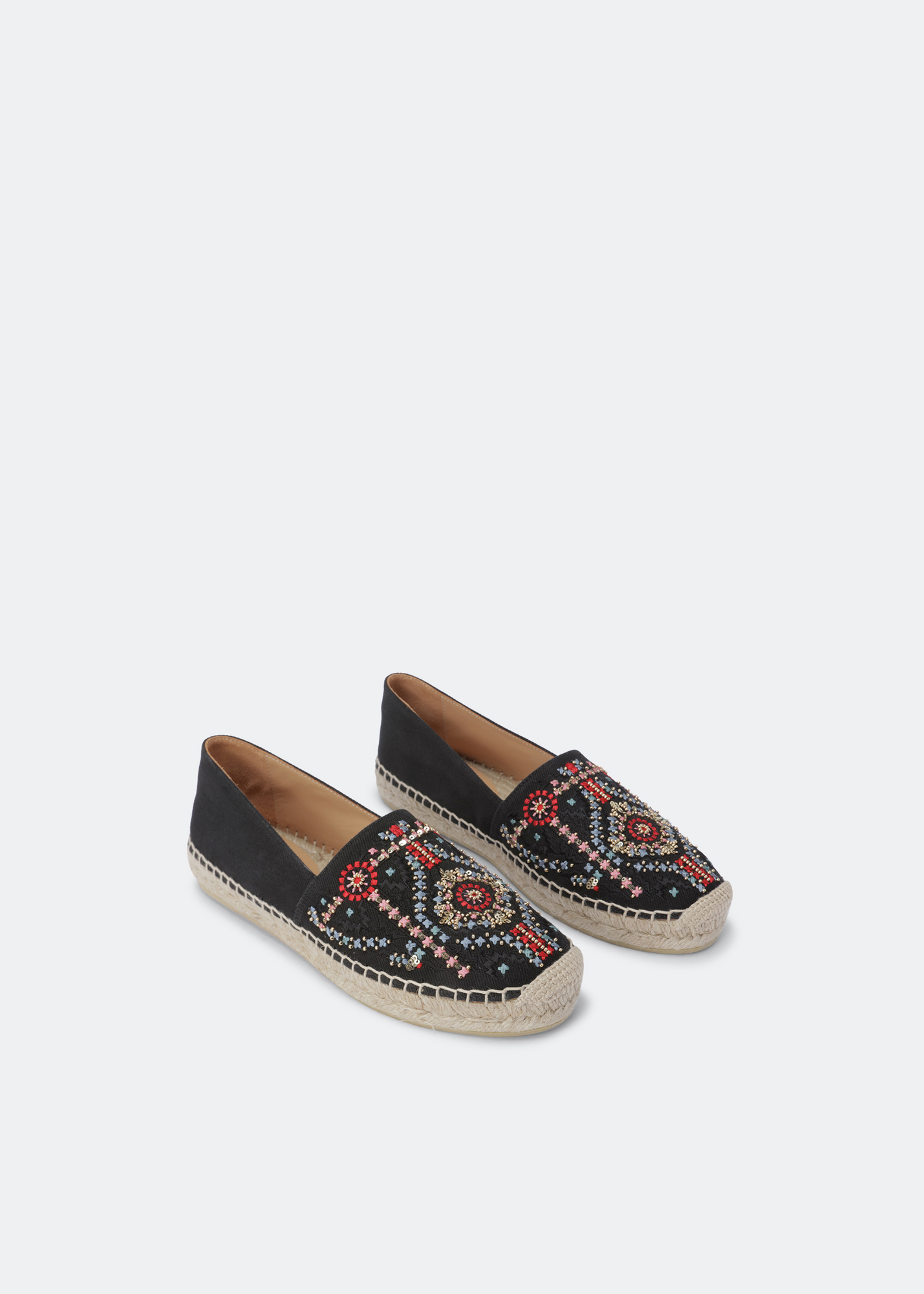 

Embroidered denim espadrilles, Black
