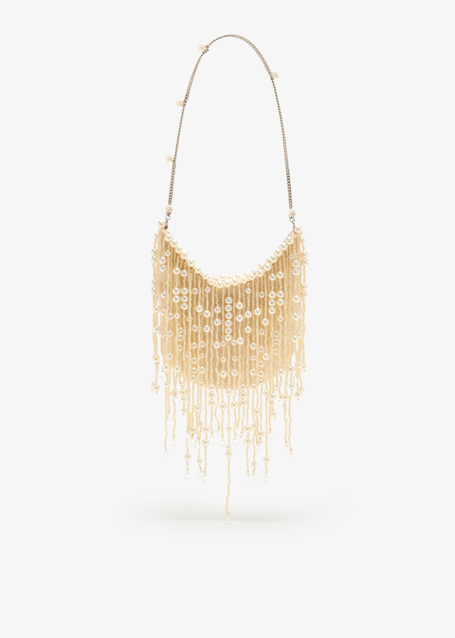 

Elaine Pearl Embellished Fringe bag, White