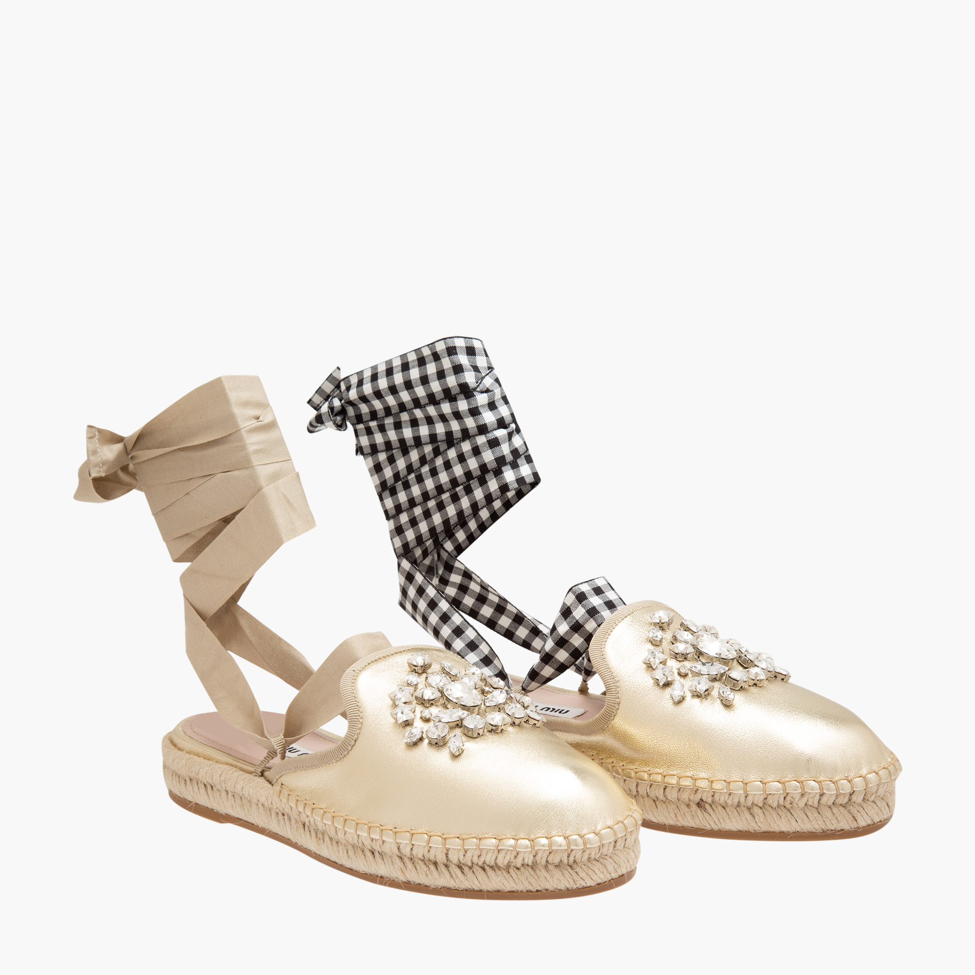 

Metallic crystal espadrilles, Gold