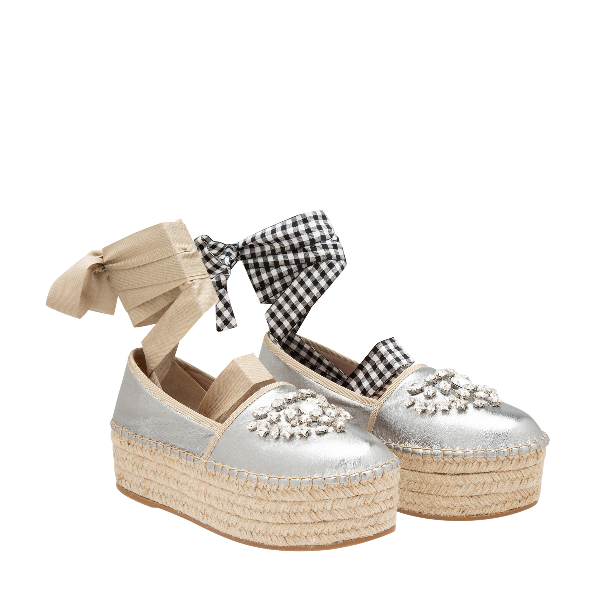 

Crystal platform espadrilles, Silver