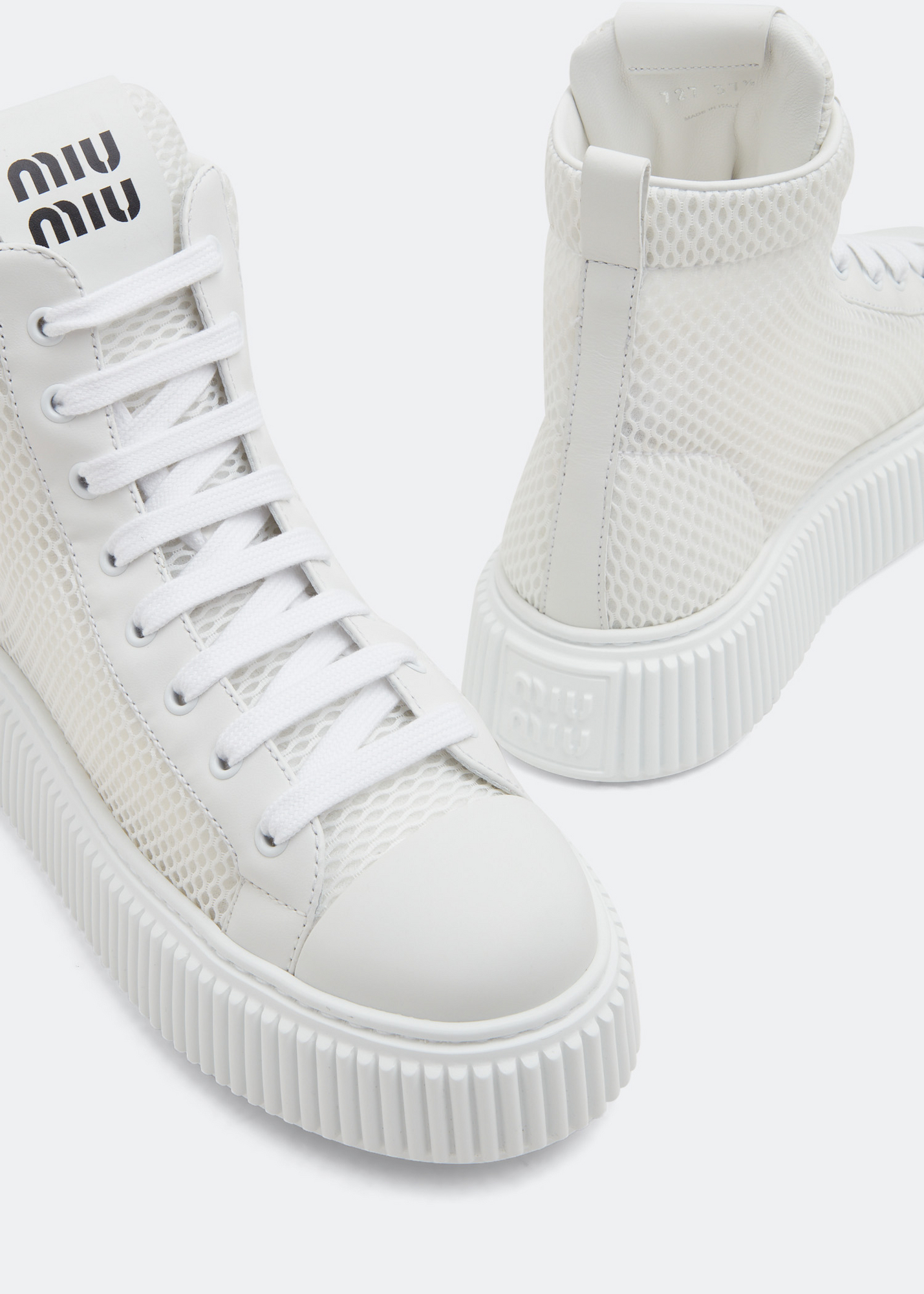 

Mesh flatform high-top sneakers, White