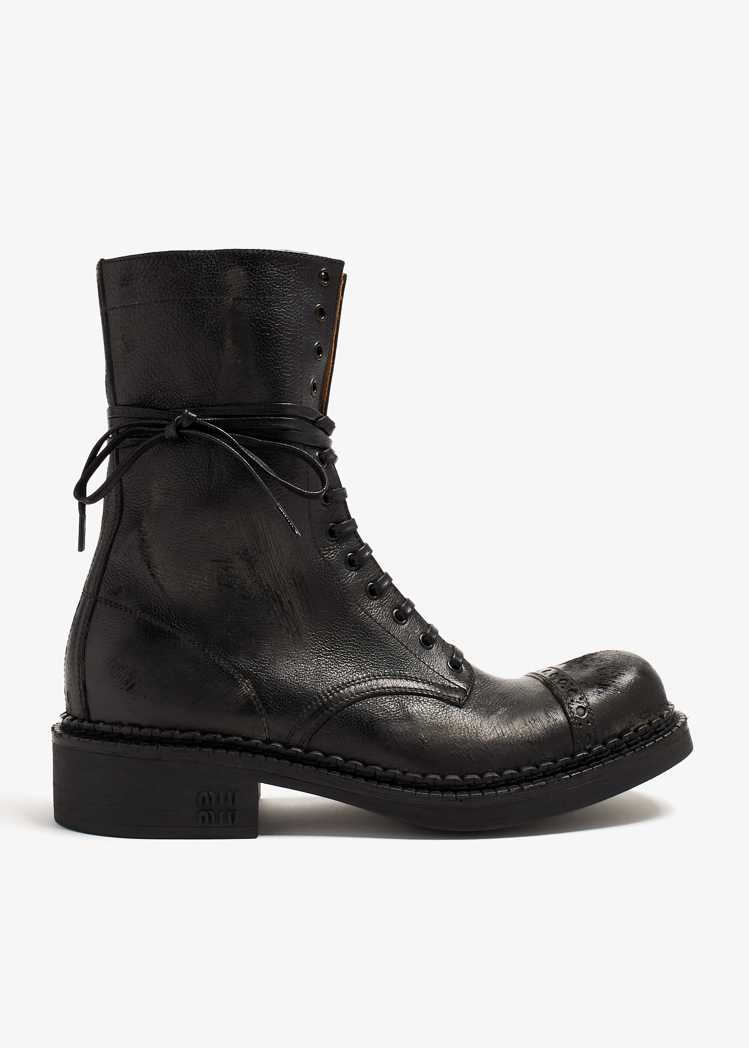 

Leather laced booties, Black