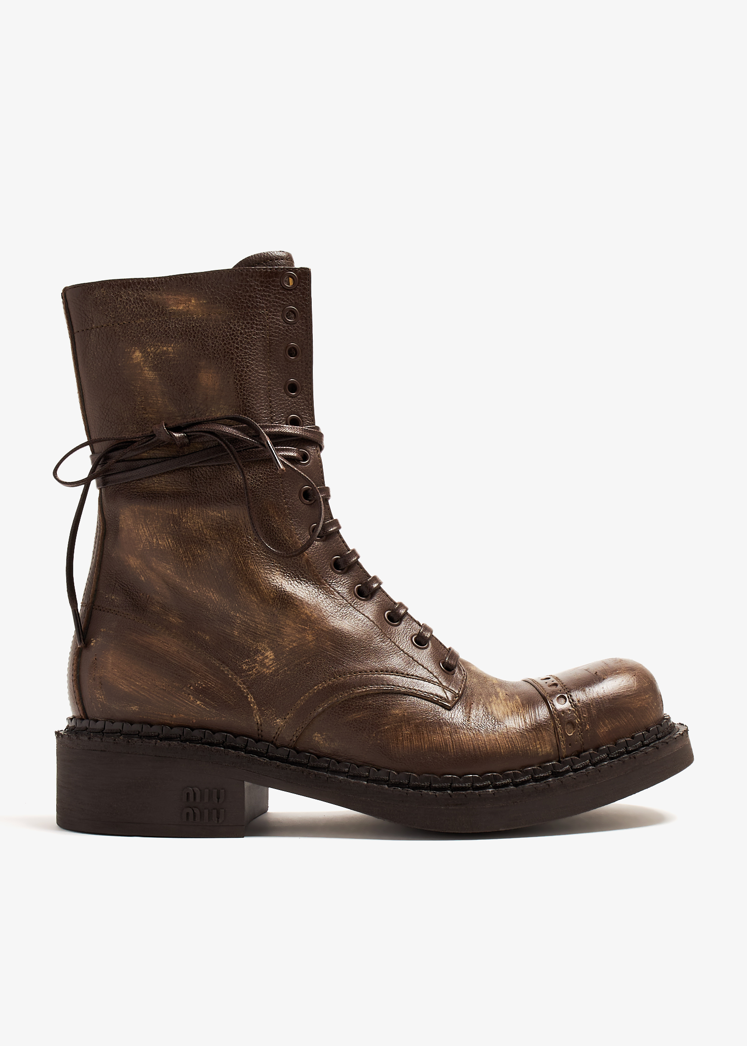 

Leather laced booties, Brown