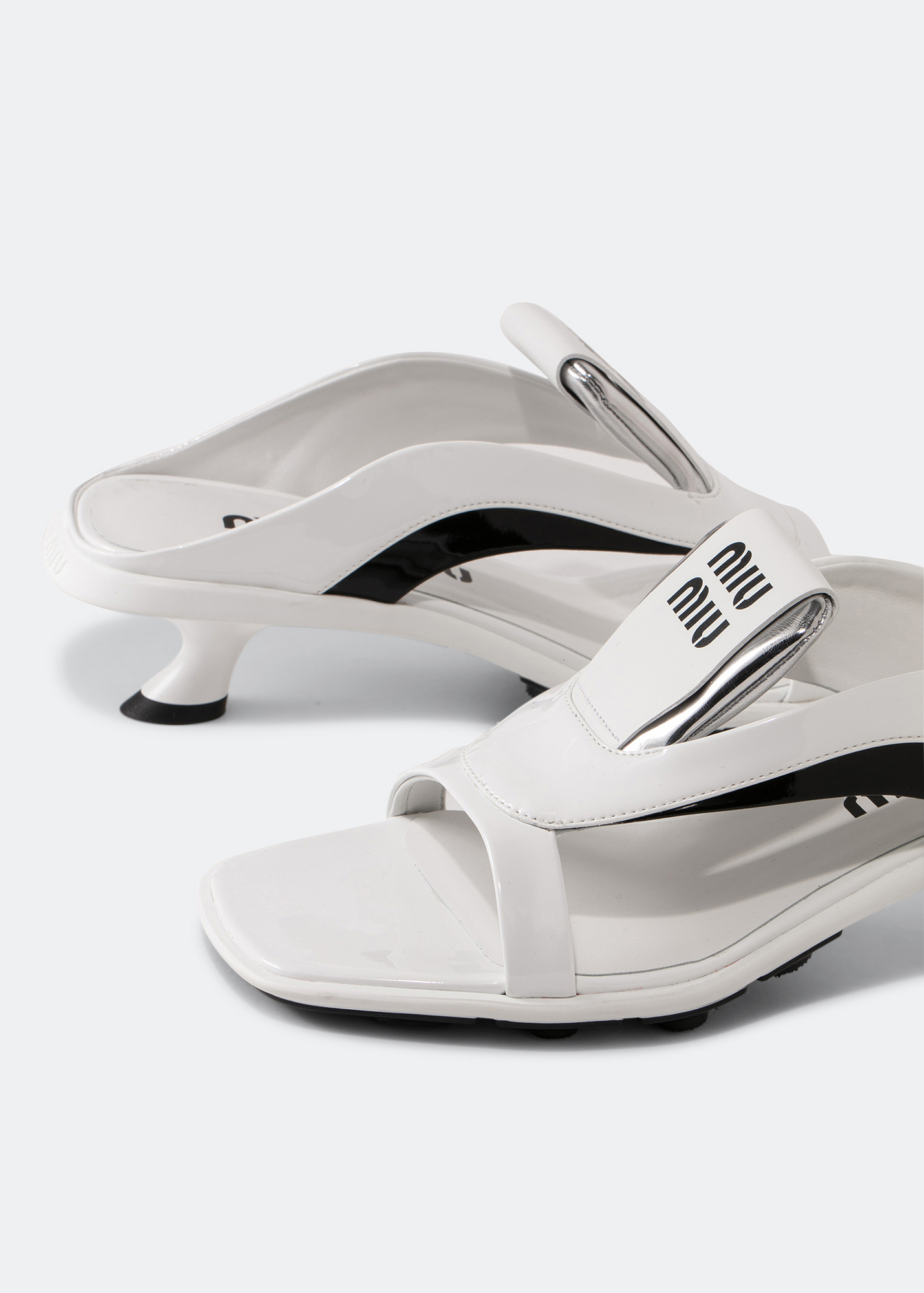 

Patent leather sandals, White