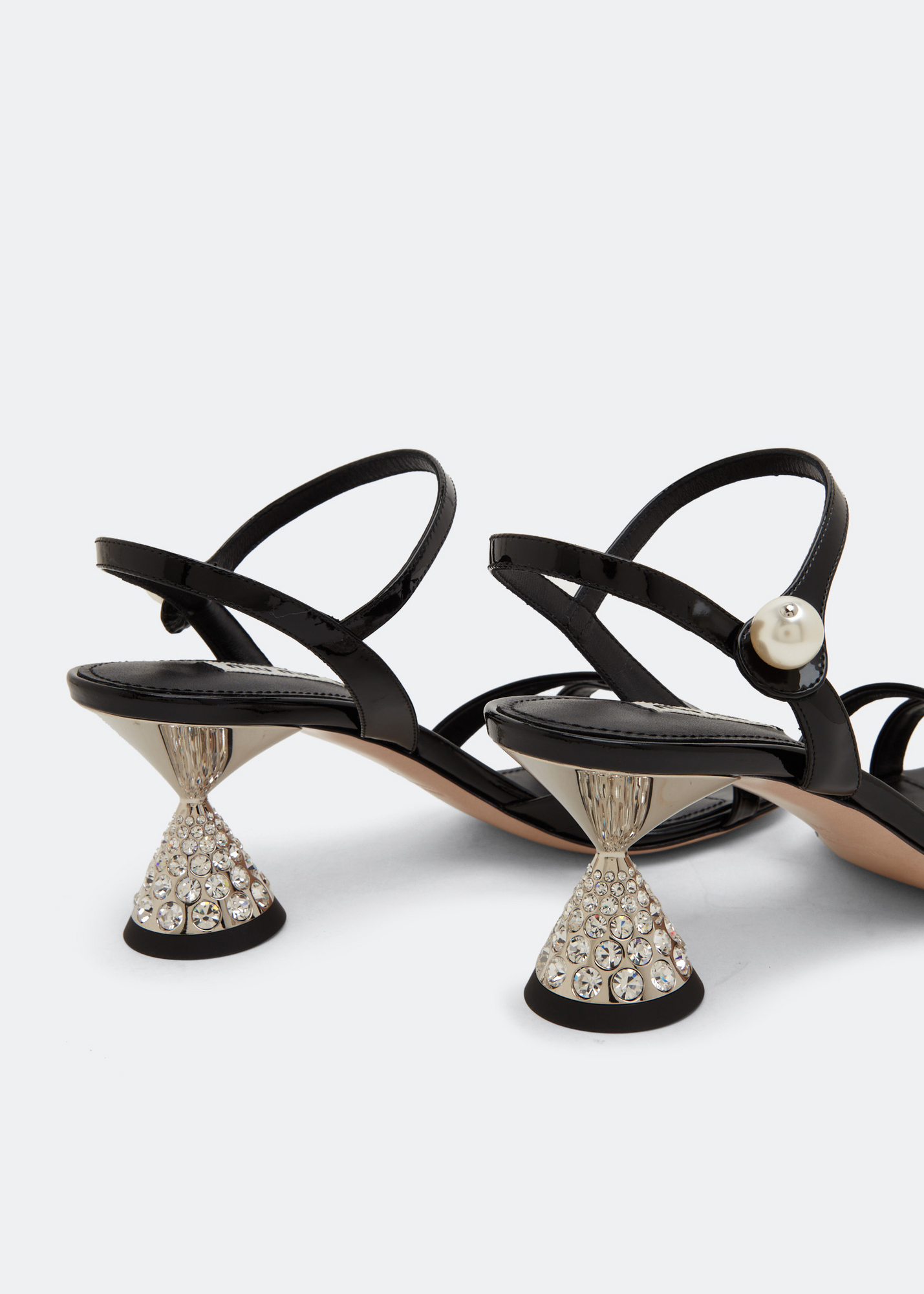 

Pearl & crystal embellished slingback heels, Black
