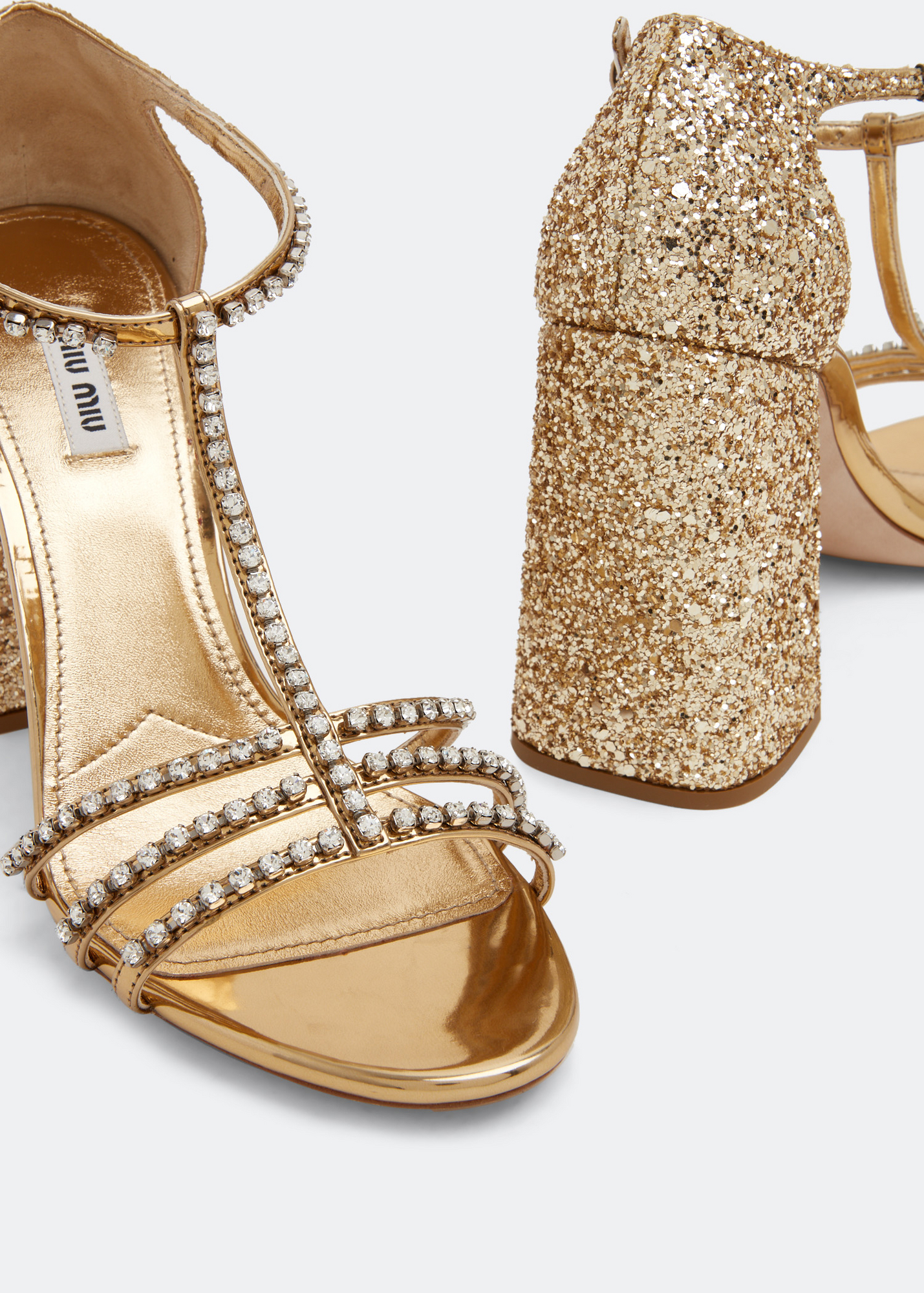 

Metallic glitter sandals, Gold