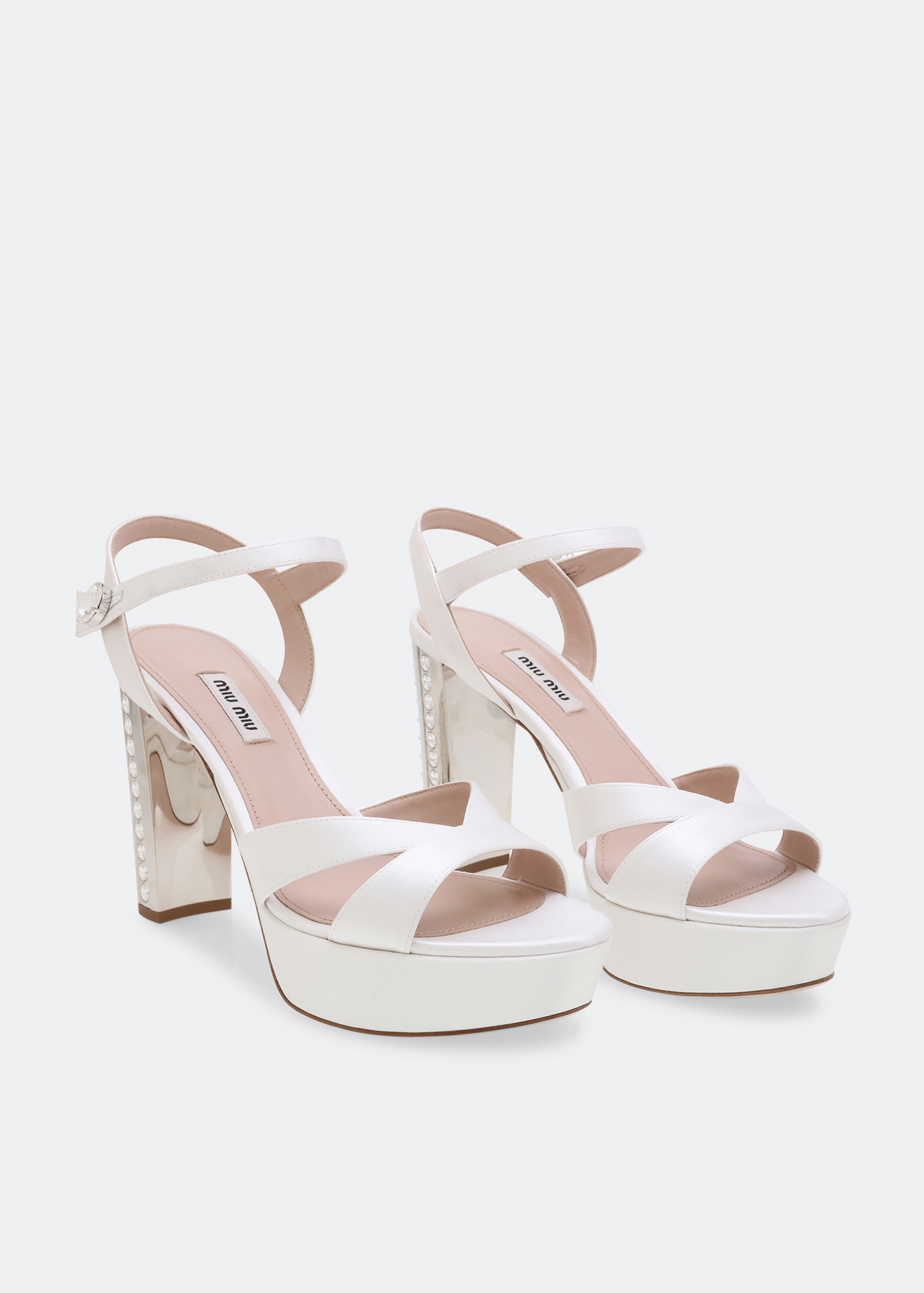 

Crystal-embellished platform sandals, White