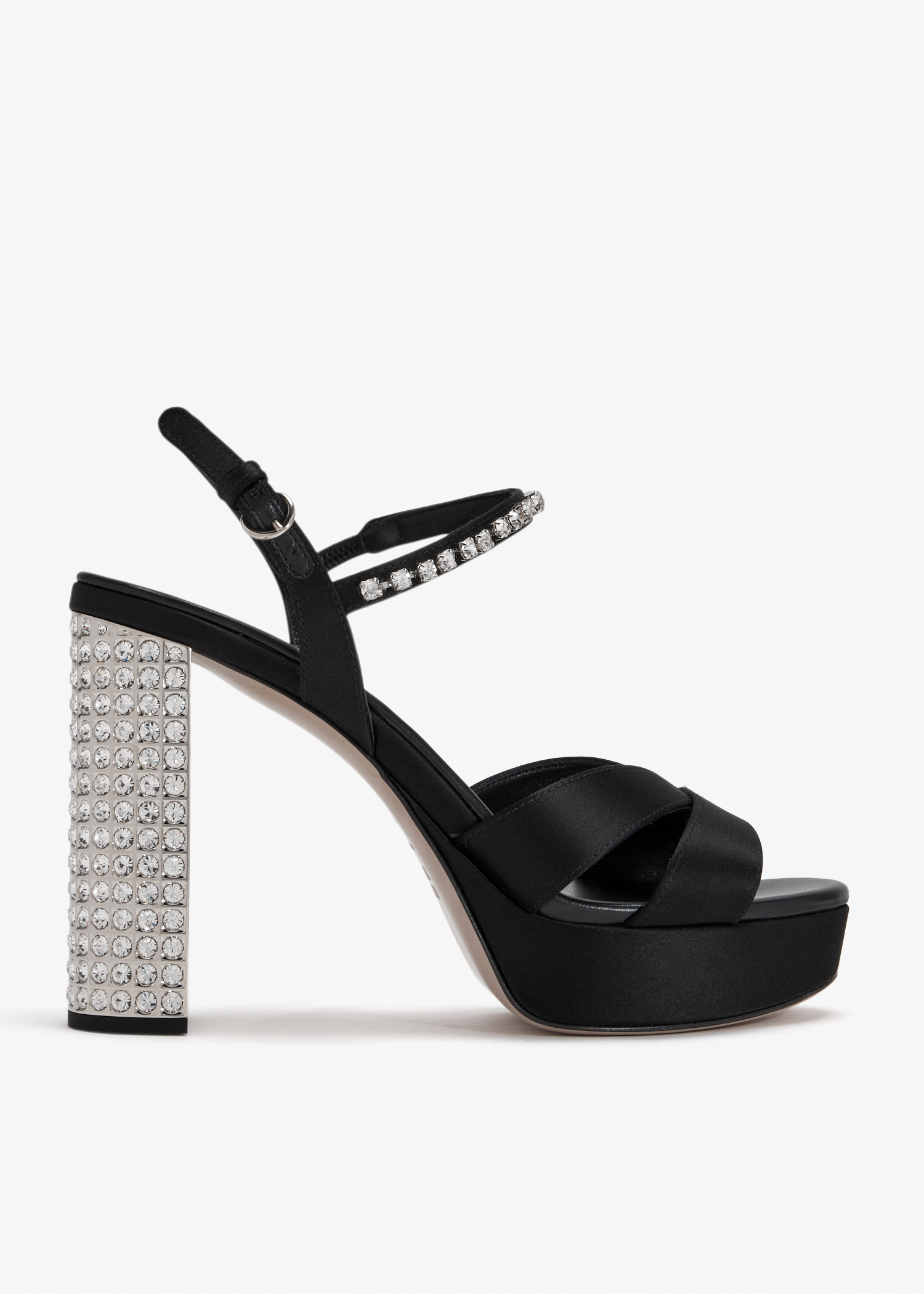 

Satin platform sandals, Black
