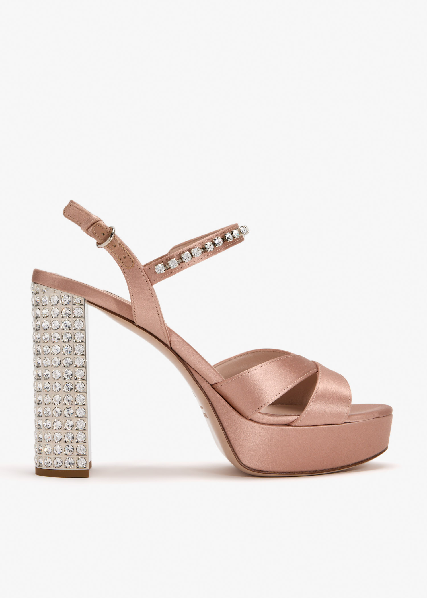

Satin platform sandals, Beige