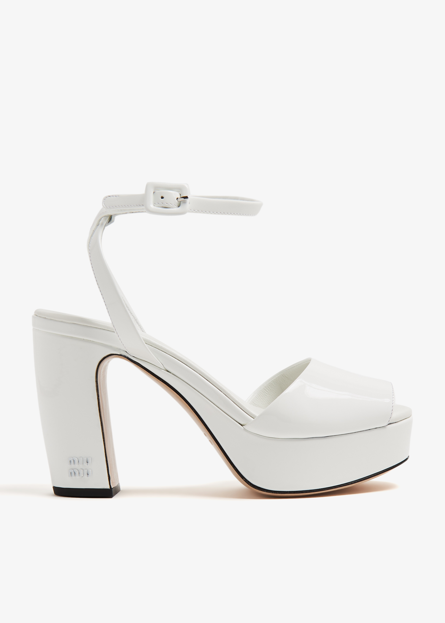 

Patent leather platform sandals, White