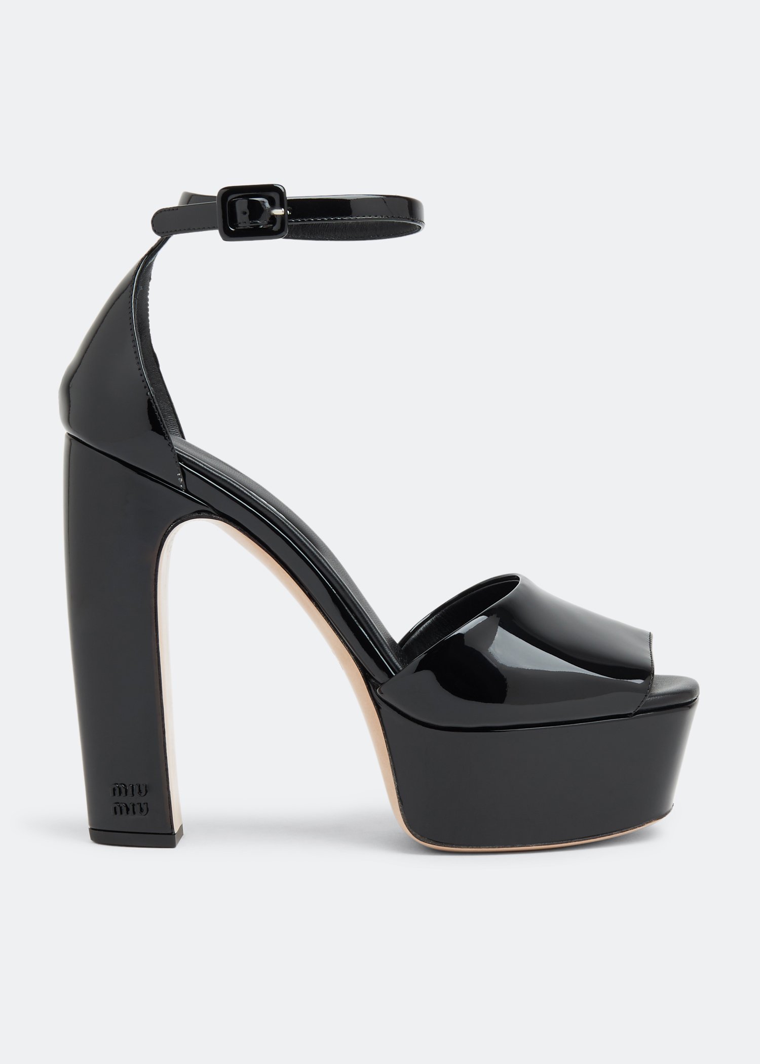 

Patent leather platform sandals, Black