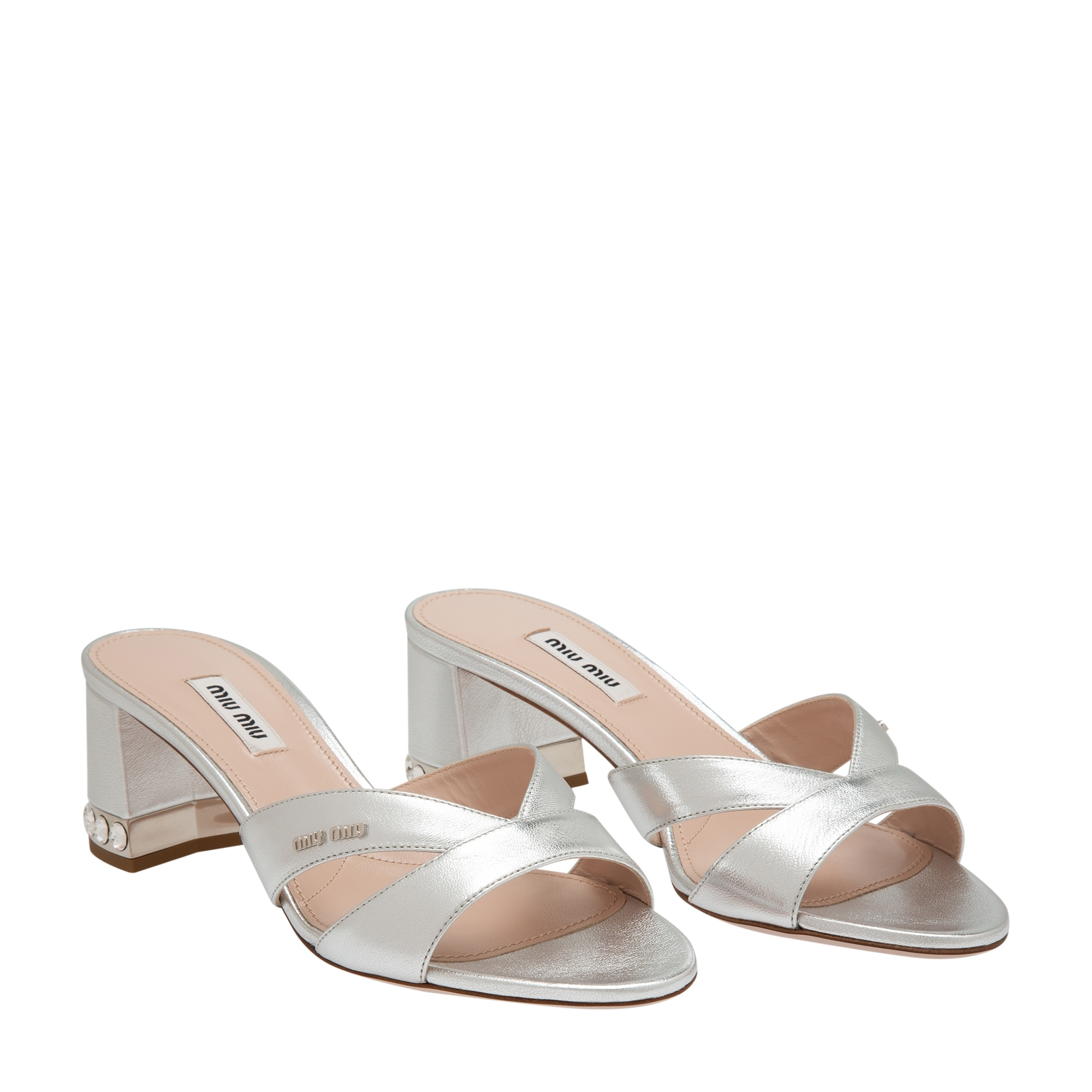 

Leather embellished sandals, Silver