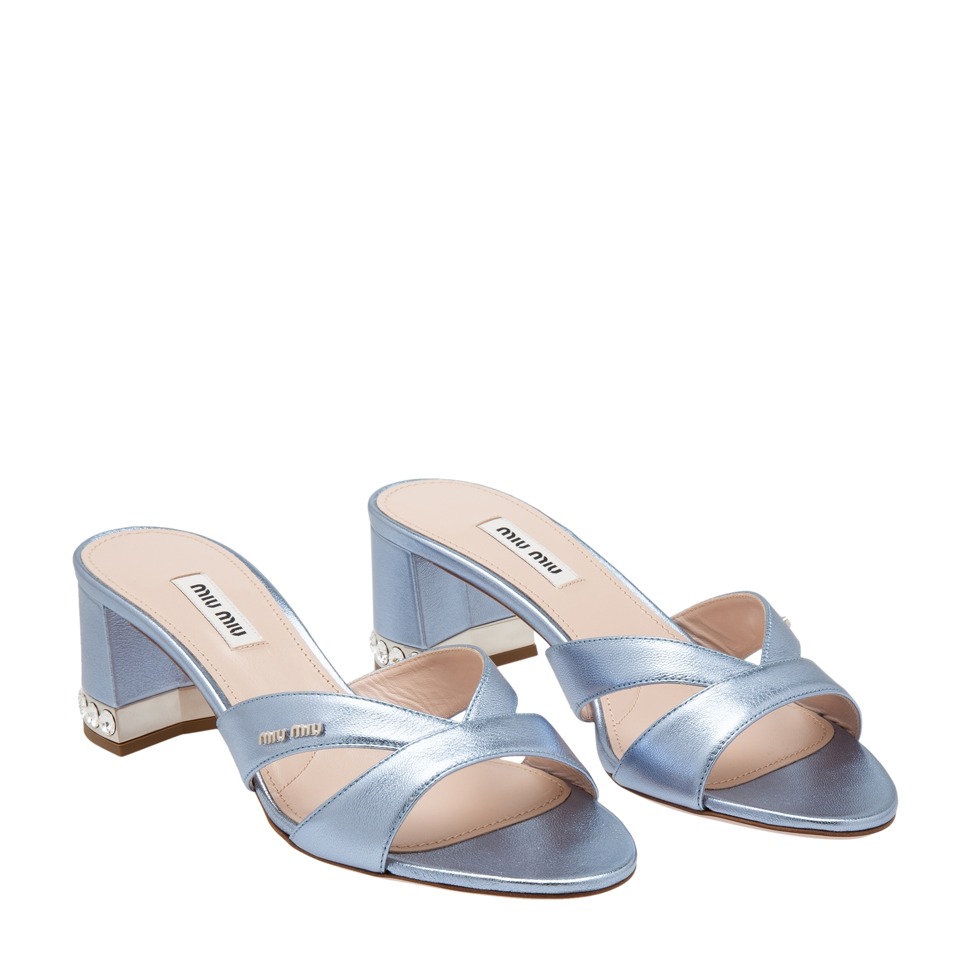 

Leather embellished sandals, Blue
