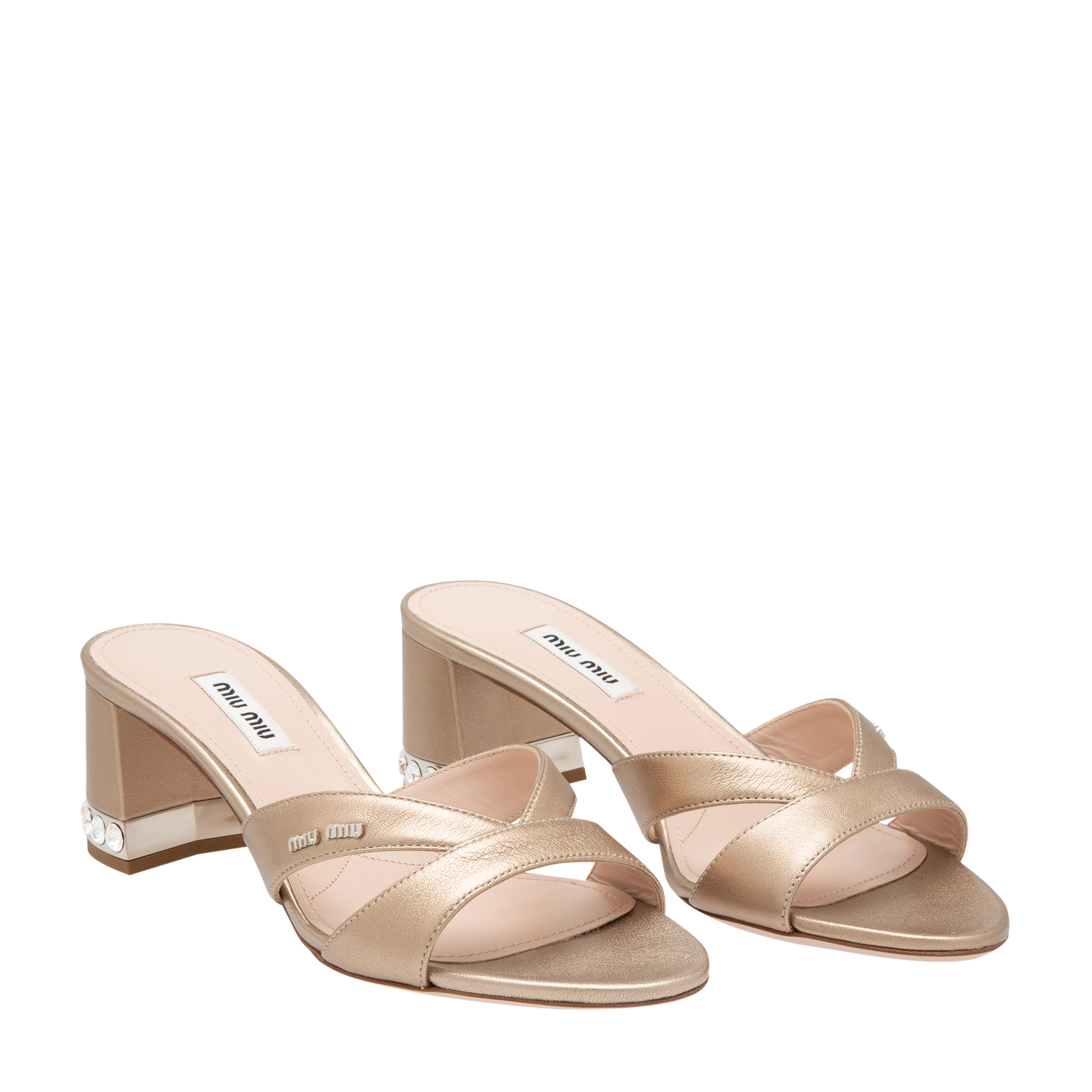 

Leather embellished sandals, Beige