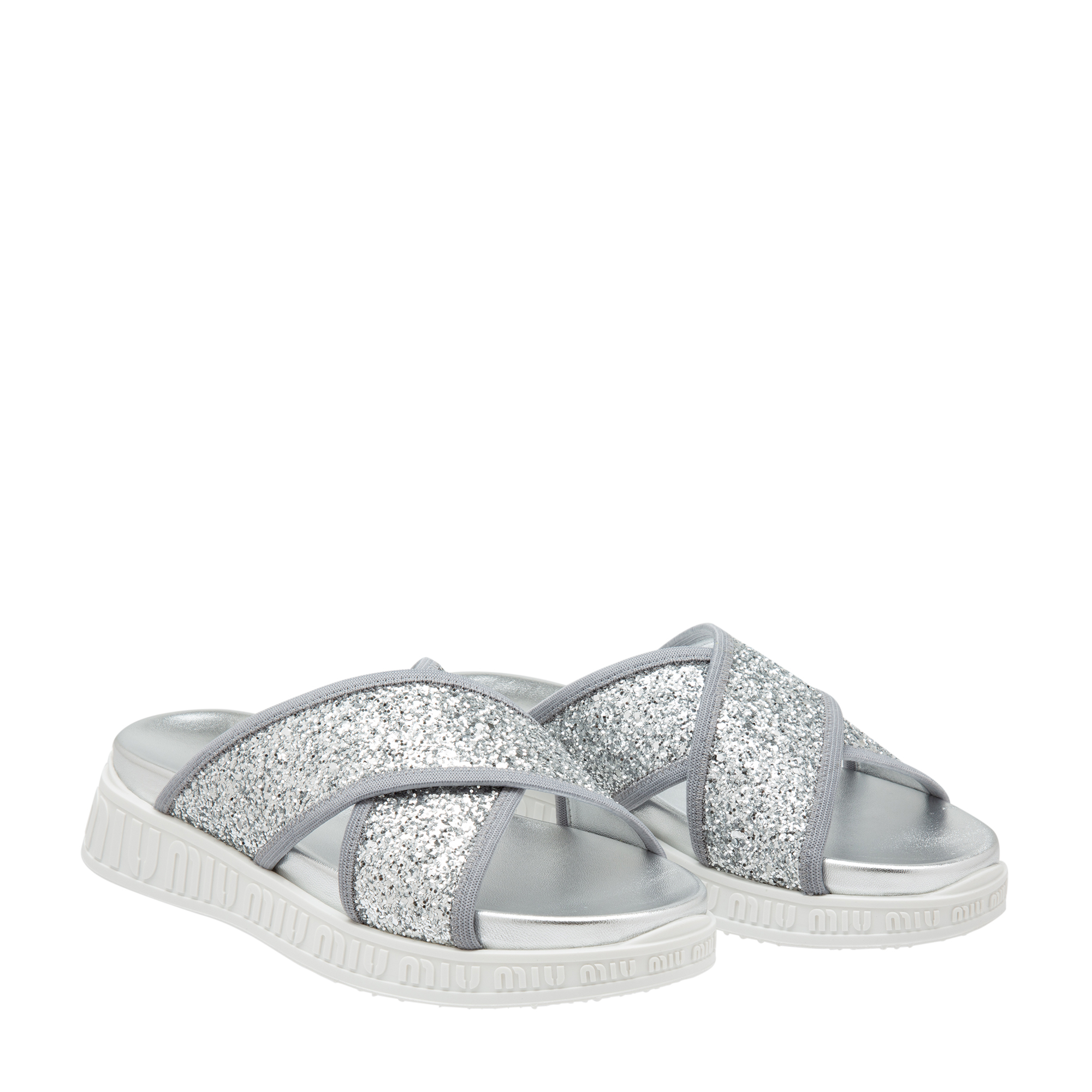 

Run glitter flats, Silver