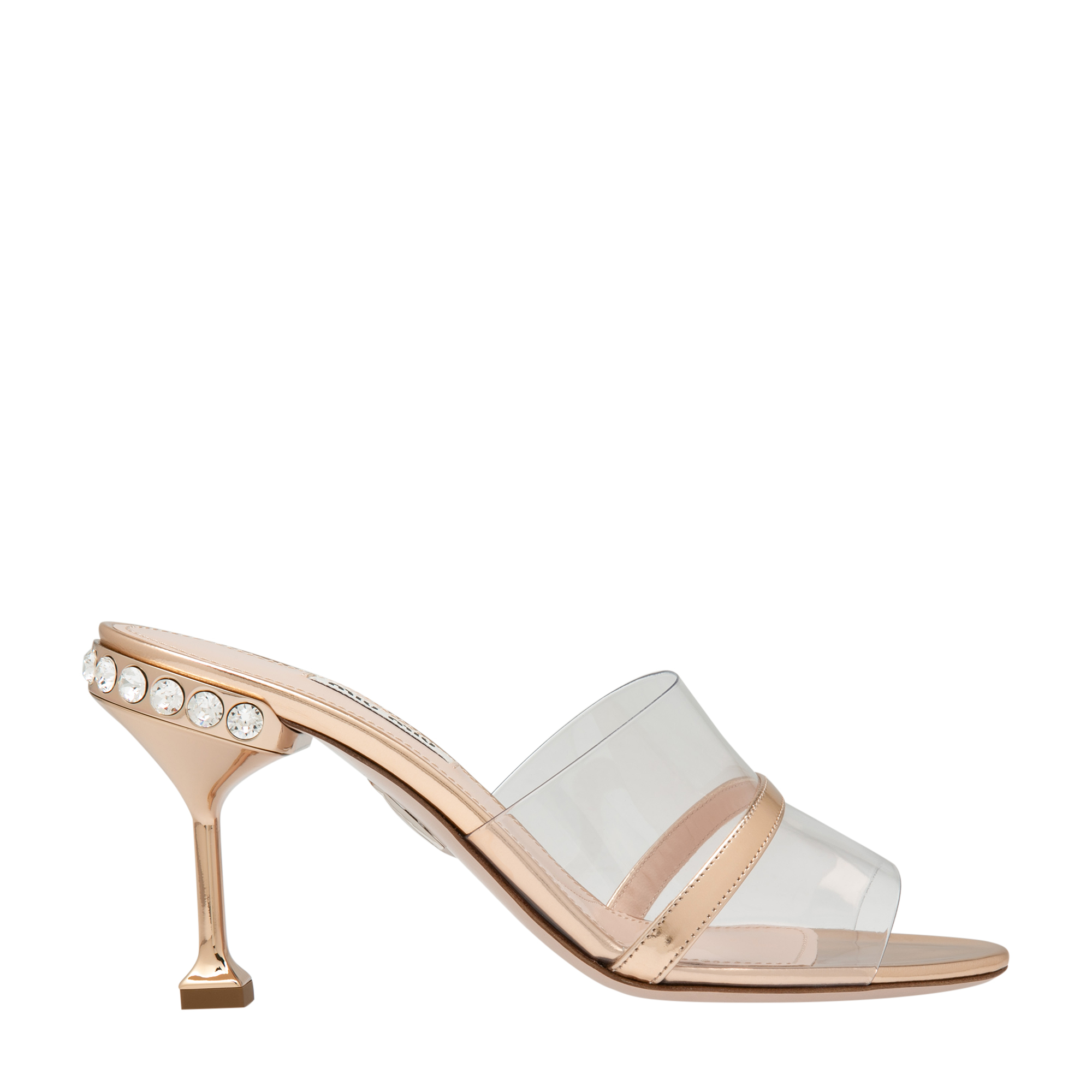 

Patent leather mules, Silver