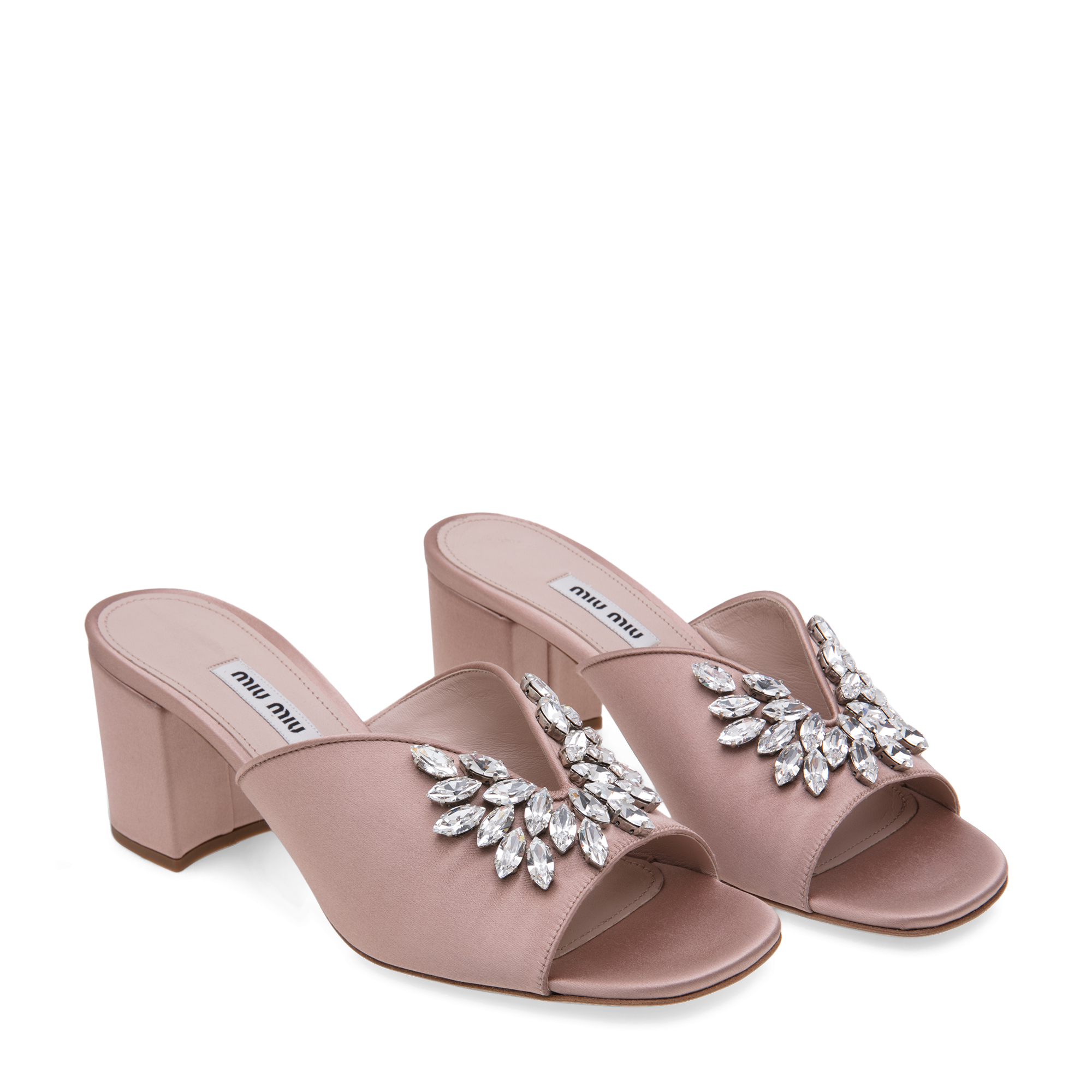 

Crystal-embellished mules, Beige