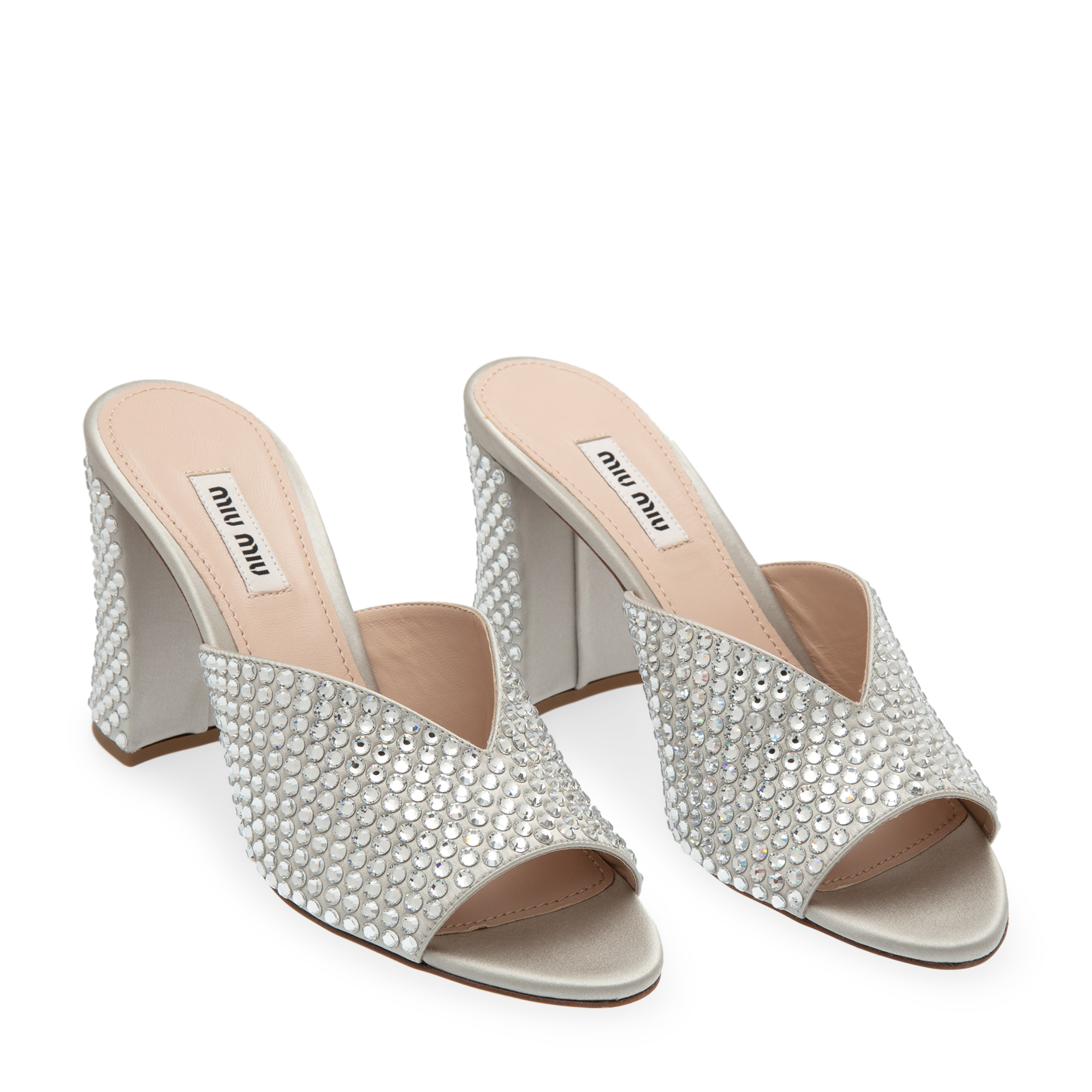 

Crystal embellished mules, Silver