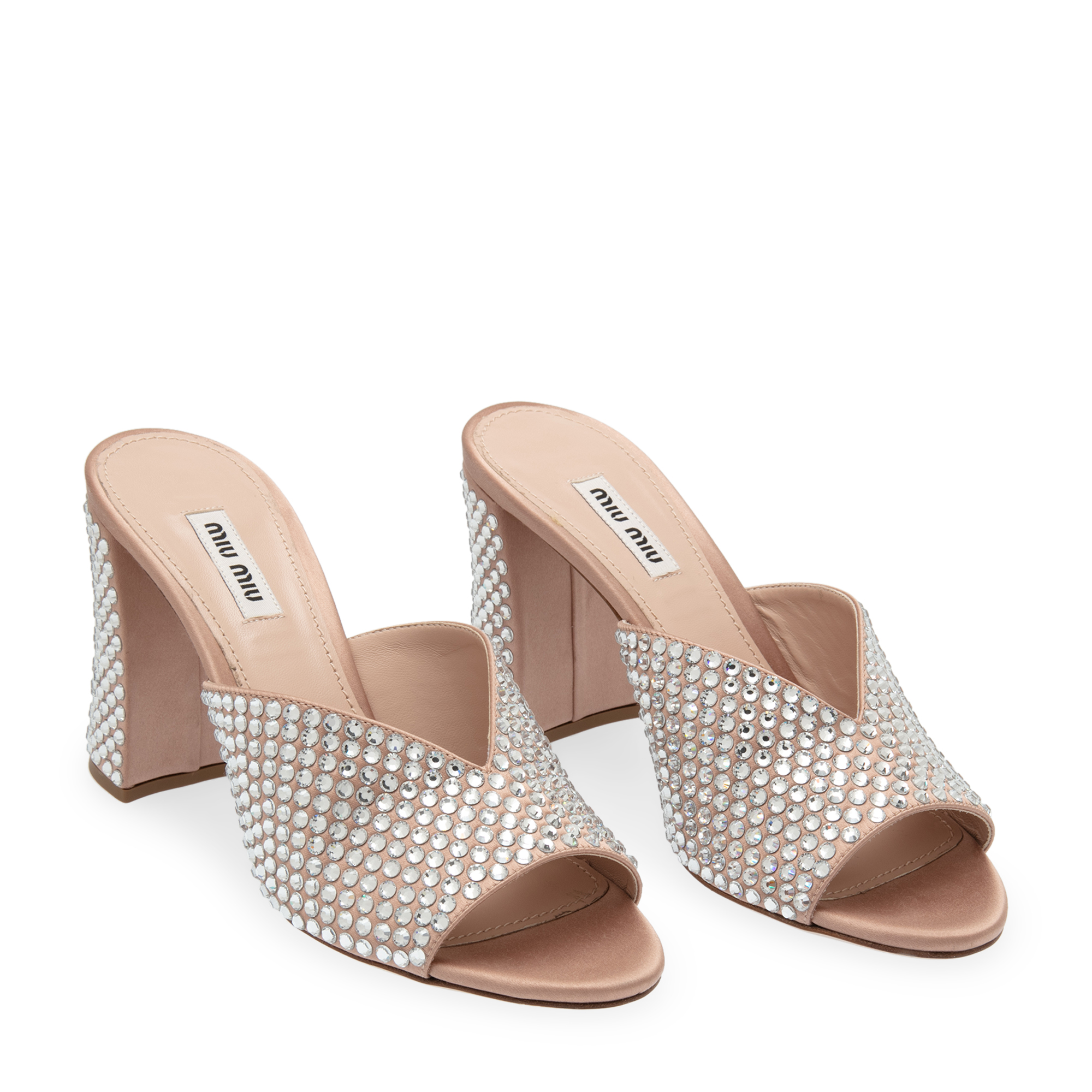 

Crystal embellished mules, Beige