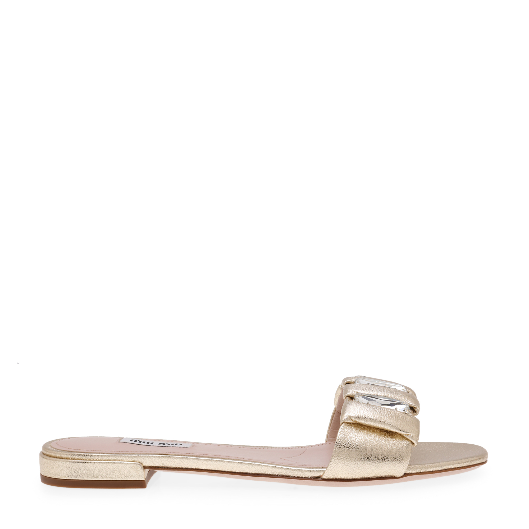 

Metallic leather flat sandals, Gold