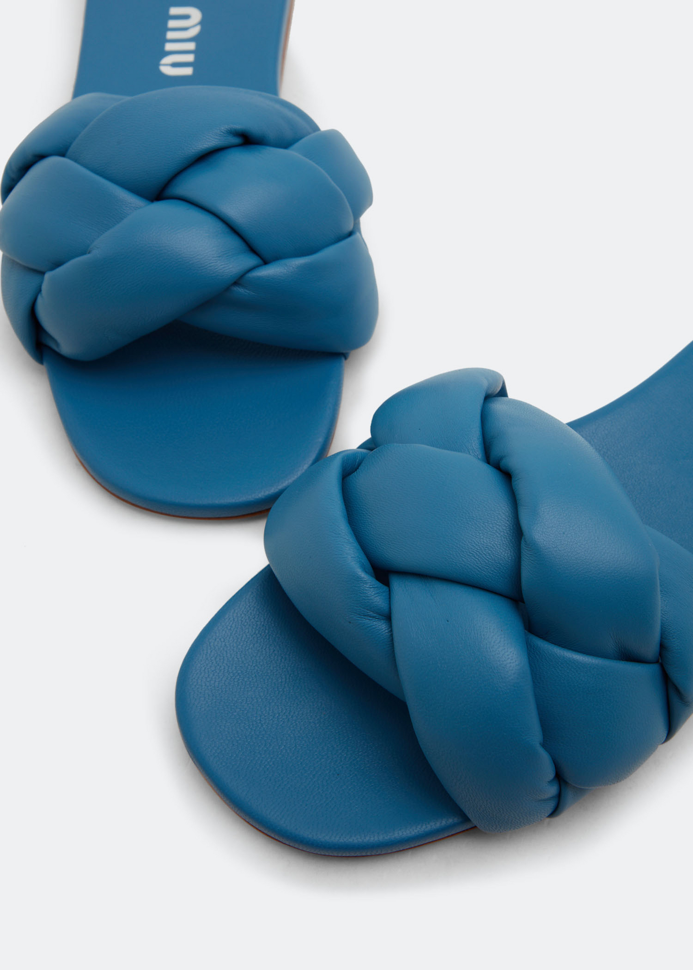 

Braided nappa leather slides, Blue