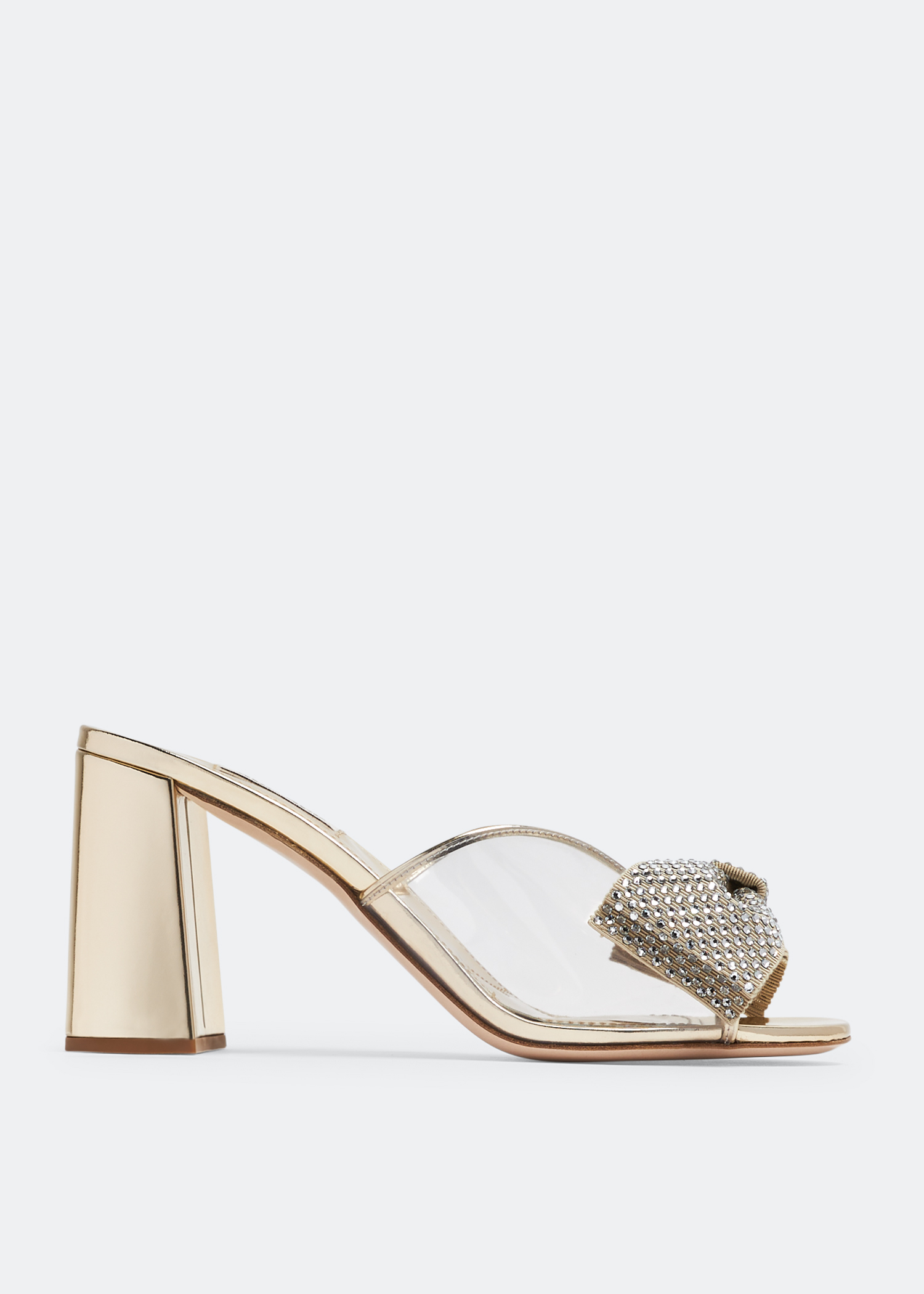 

Crystal-embellished bow sandals, Gold
