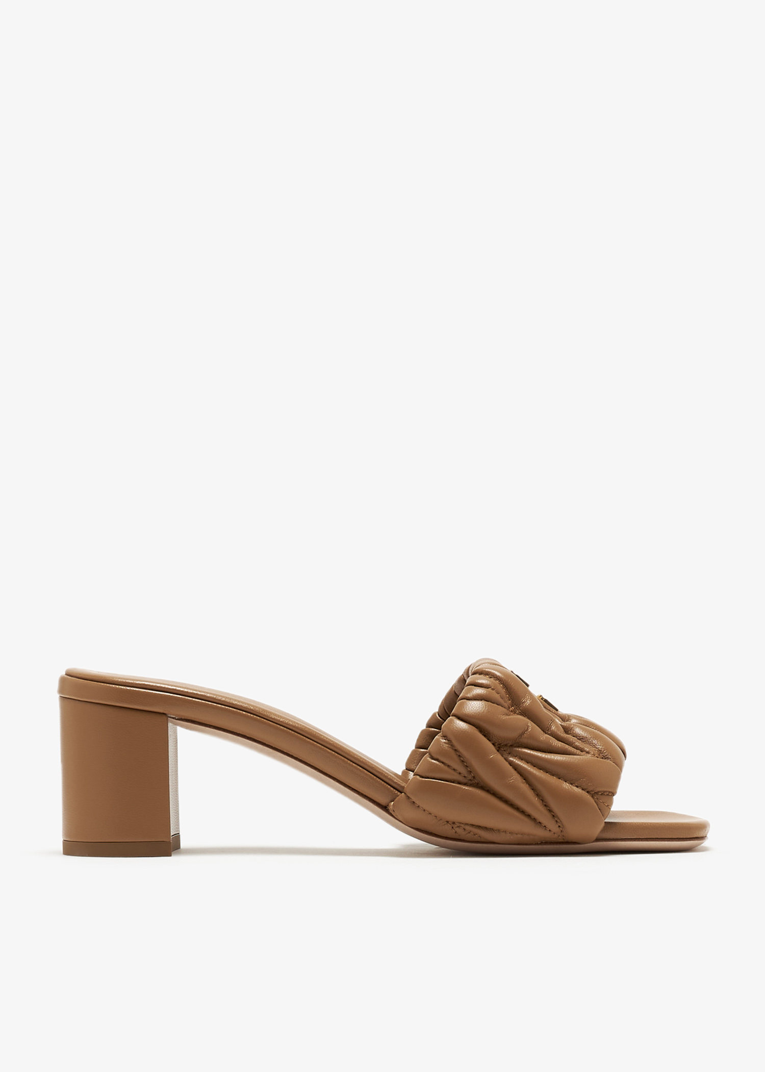 

Matelassé nappa leather mule heels, Beige