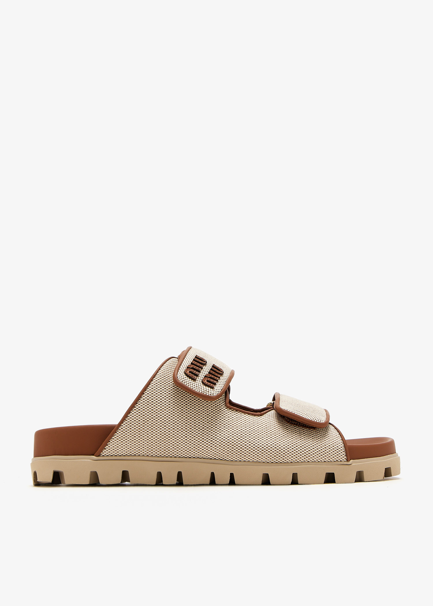 

Canvas slide sandals, Beige
