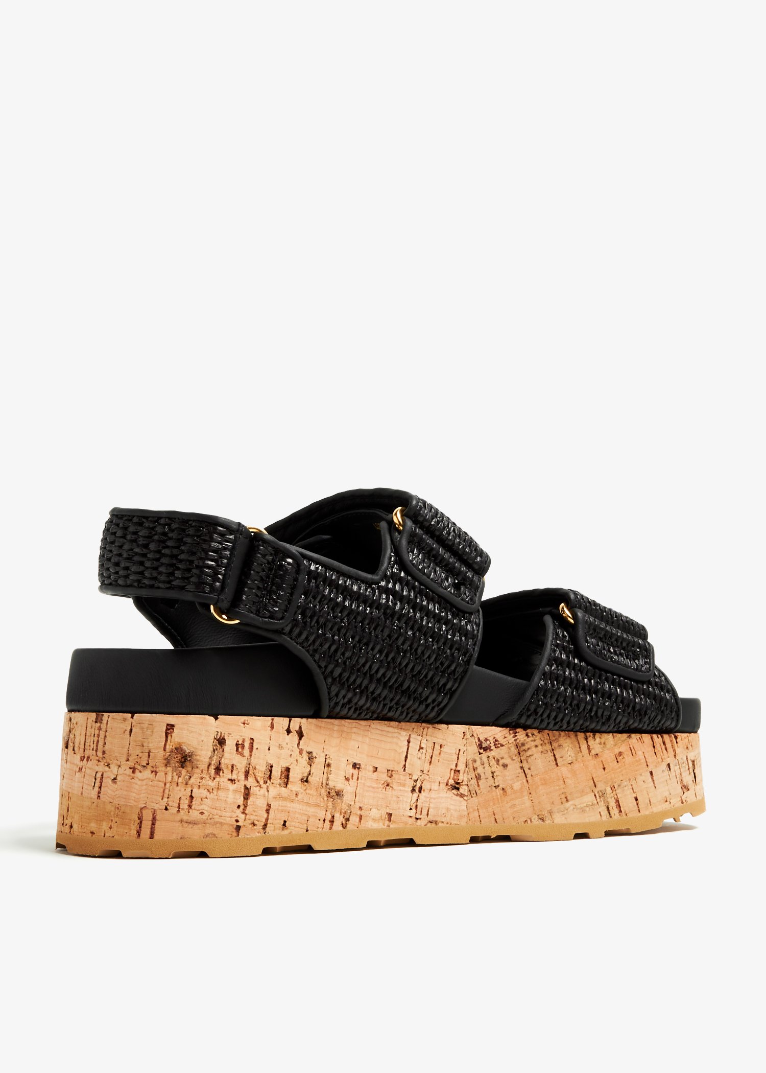 Miu Miu Raffia-effect flatform sandals for Women - Black in