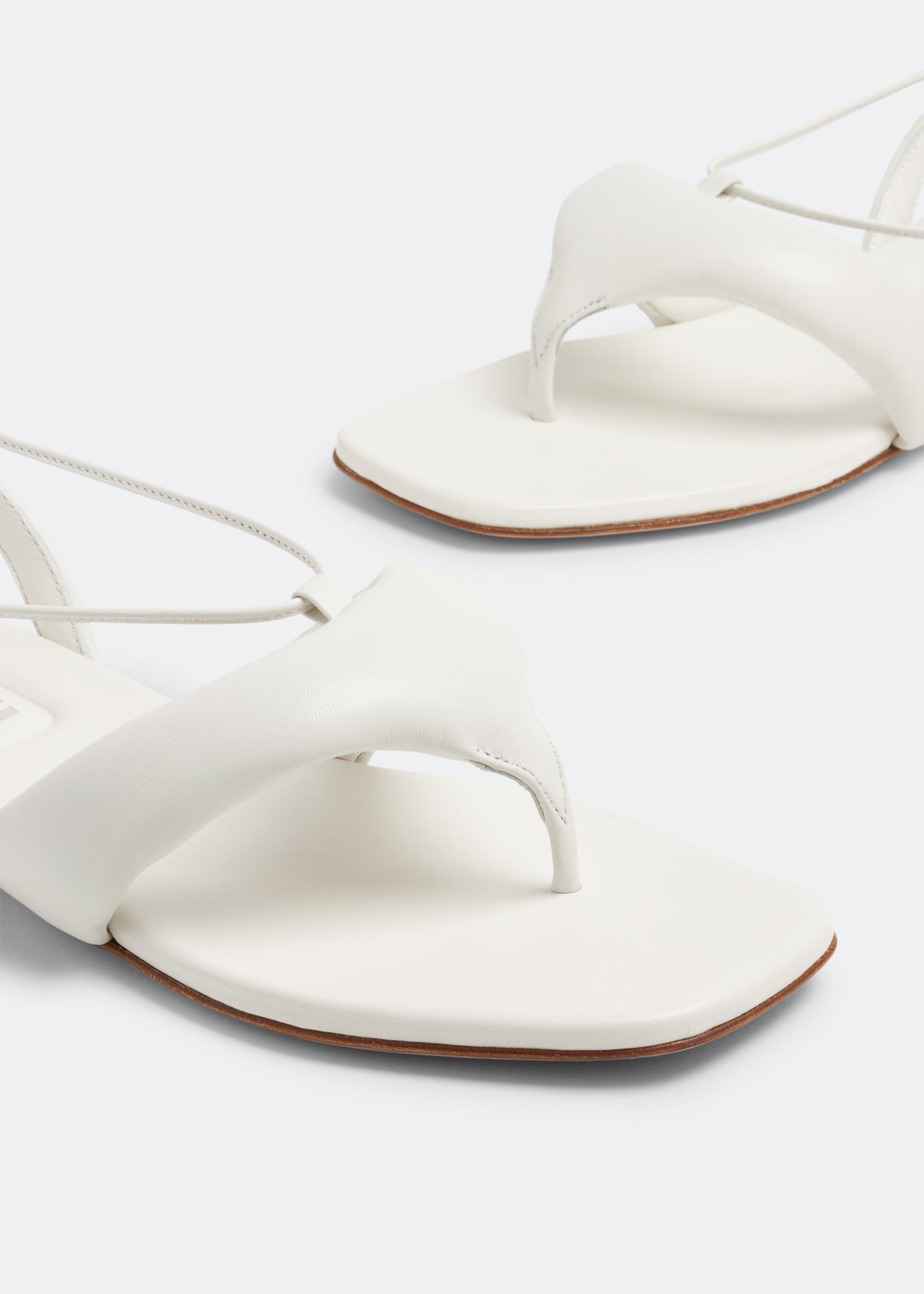 

Padded leather thong sandals, White