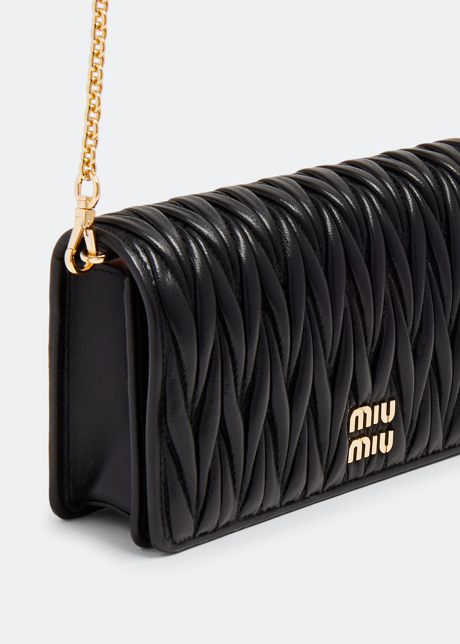 

Matelassé leather smartphone bag, Black