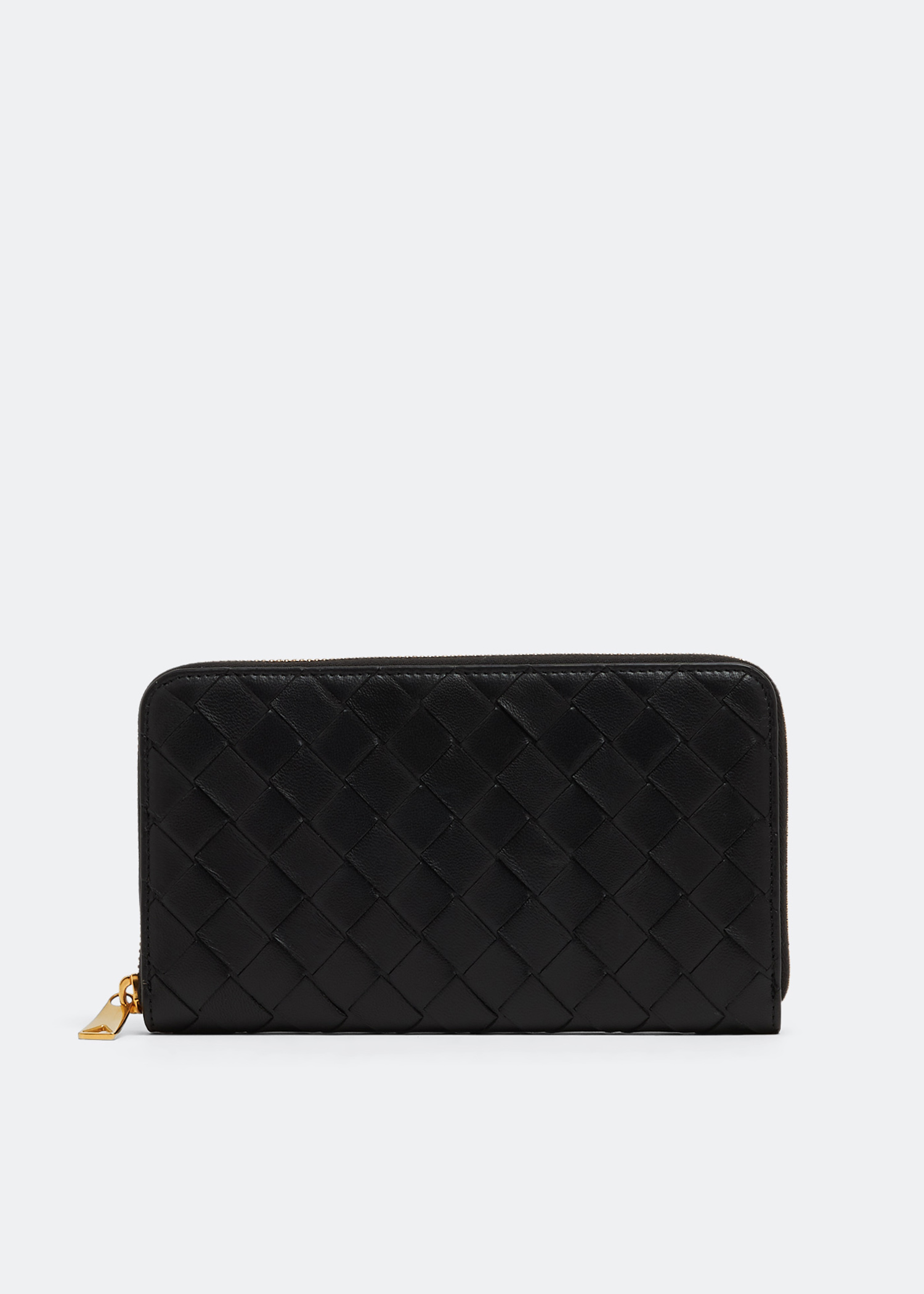 

Intrecciato zip-around wallet, Black