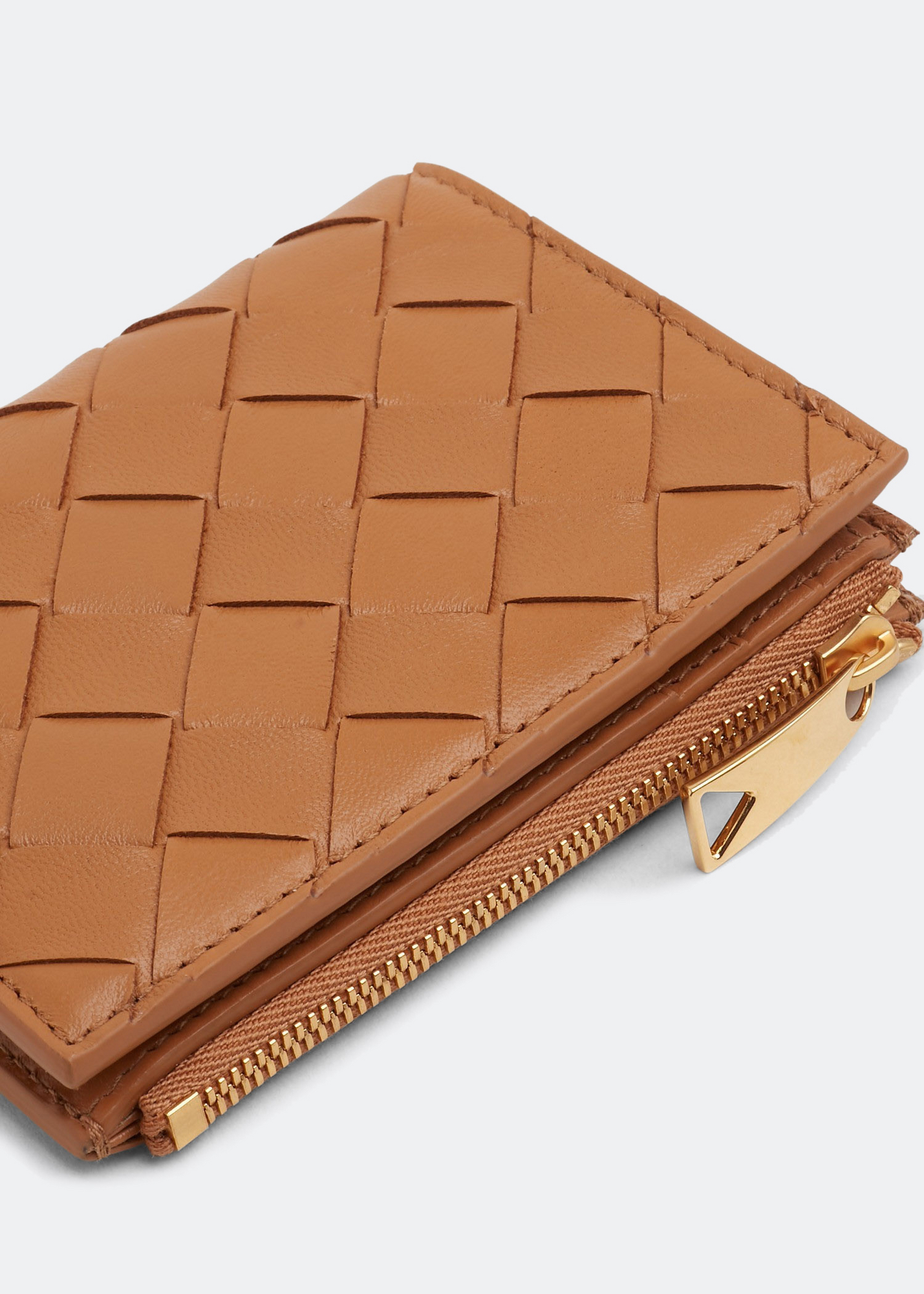 

Intrecciato bi-fold zip wallet, Brown