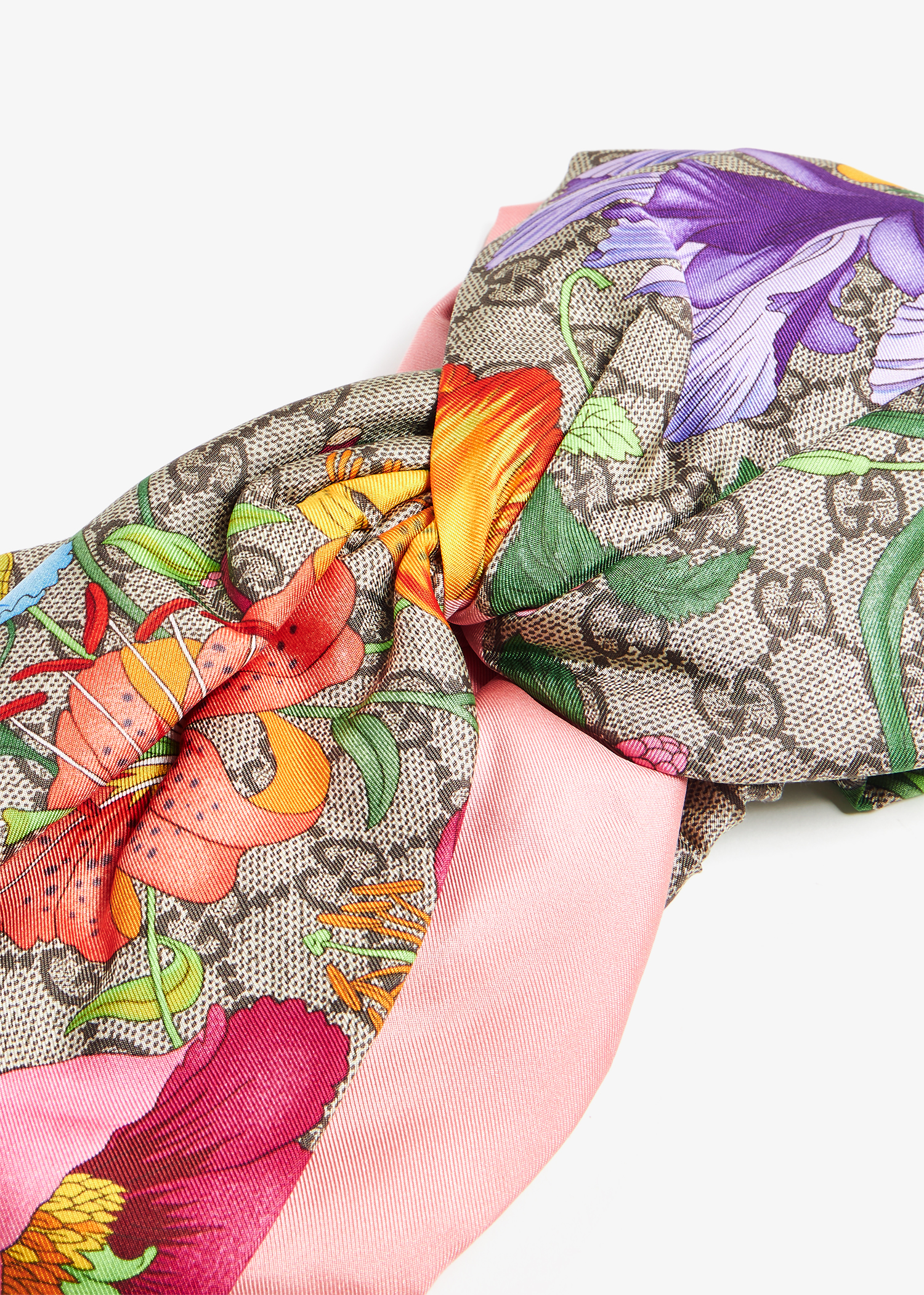 

GG Flora print silk headband, Multicolored