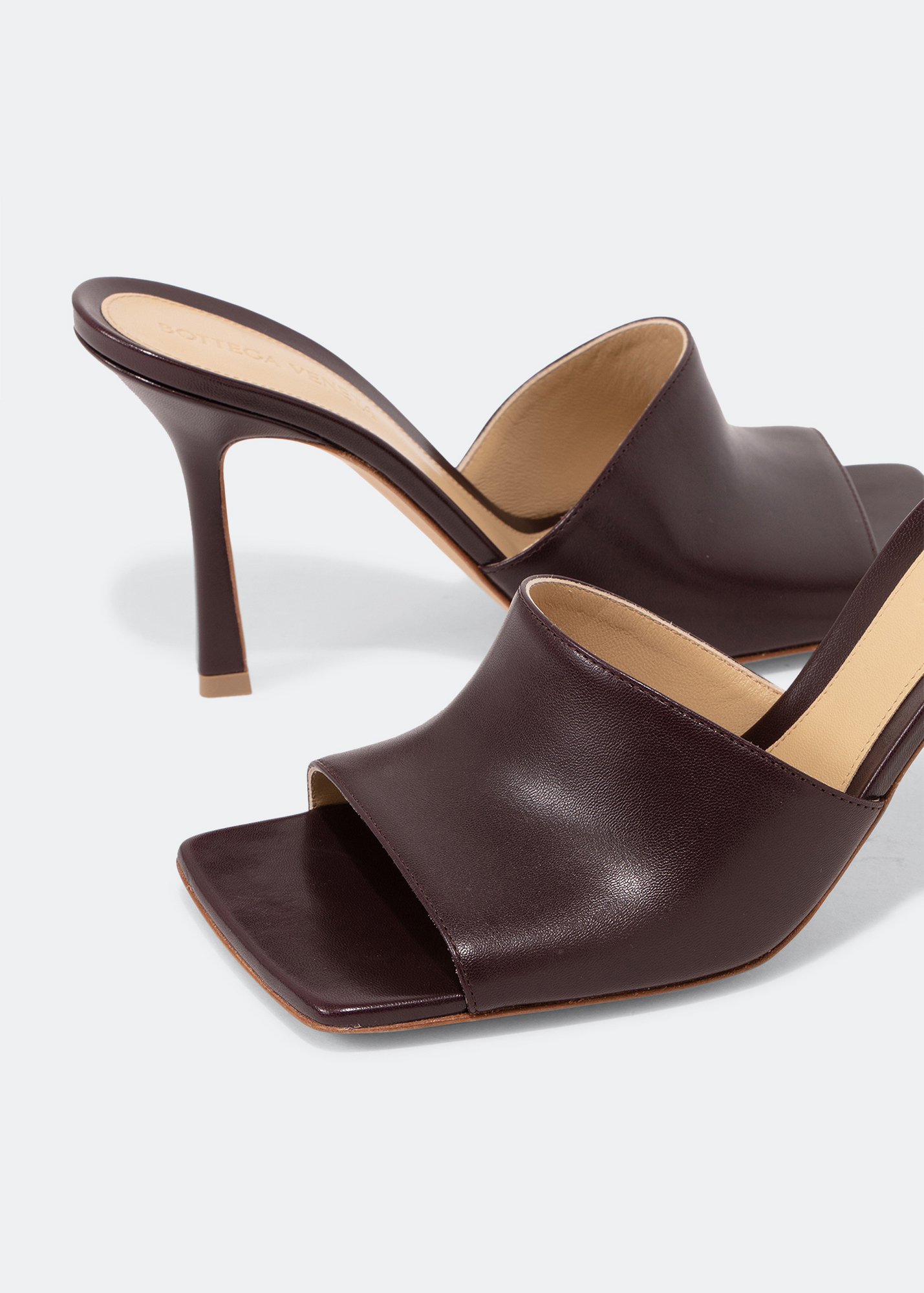 

Stretch leather mules, Brown